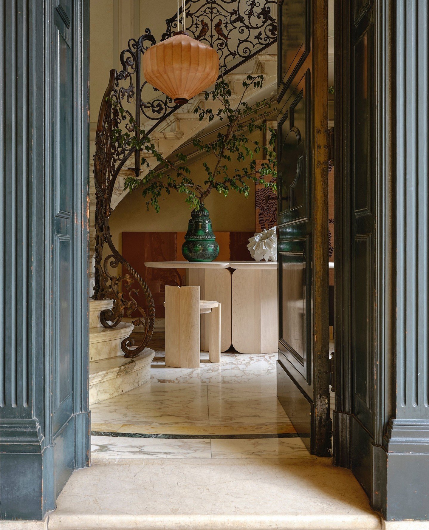 The entrance to 'The Suite&rsquo;. A collaboration between Motta Architecture and Spotti Milano in a historic 1900s Milanese residence opened by appointment during Milan Design Week 2024 and featured pieces from the SEM collection. ⁠
⁠
SEM is availab