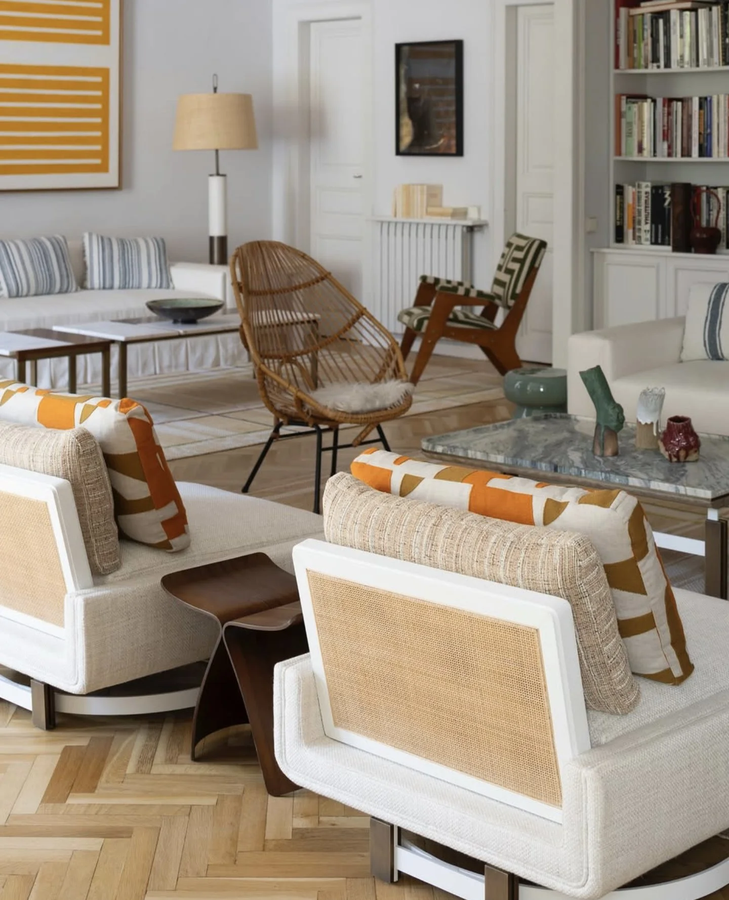 In Barcelona, the residence of the French furnishing brand Atelier Tortil⁠, founder Jean-Pierre Tortil and Didier Gomez. The stunning home features pieces from @ateliertortil&rsquo;s Rivages collection, including the armchairs, sofas, lamps and coffe