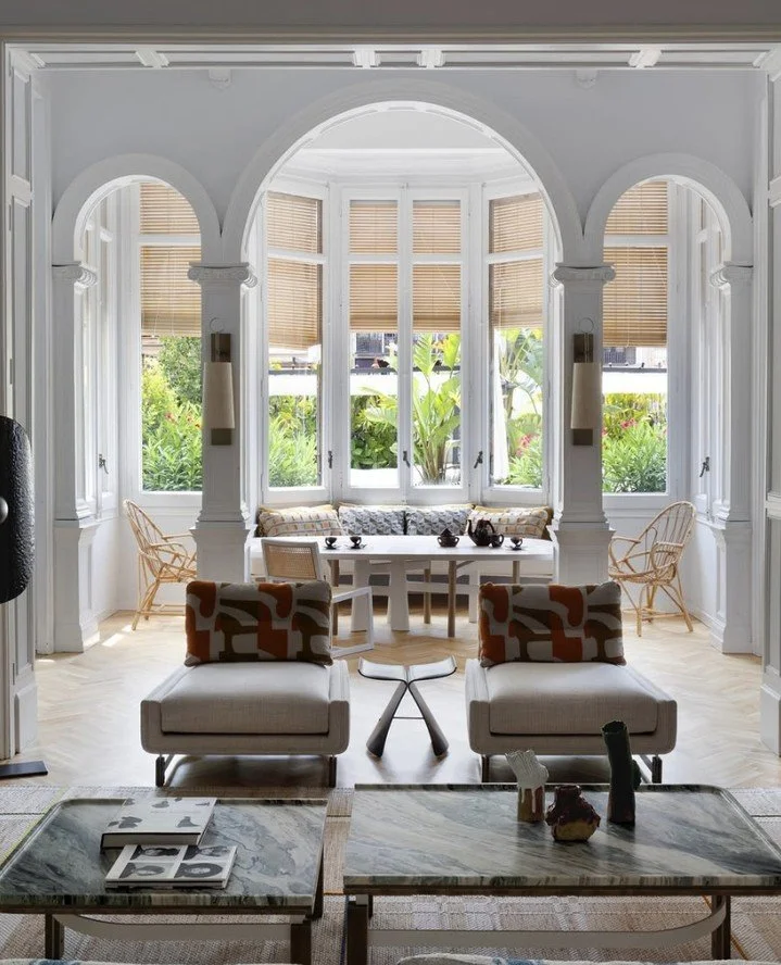 The Barcelona residence of the French furnishing brand Atelier Tortil⁠, founder Jean-Pierre Tortil and Didier Gomez. The stunning home features pieces from @ateliertortil&rsquo;s Rivages collection, including the dining table, armchairs, and coffee t
