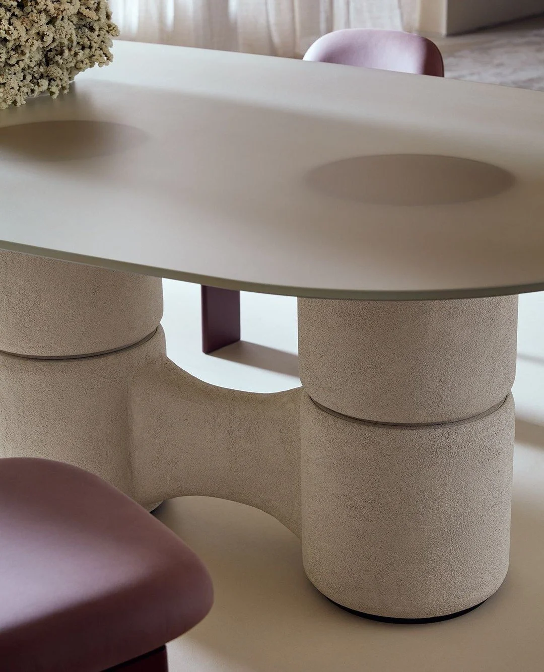 Molecola from Gallotti &amp; Radice.⁠
Designed by Massimo Castagna in 2024⁠
⁠
A table with a 15mm transparent tempered glass top or hand-painted glass in the semi-transparent opaque &ldquo;voile&rdquo; finish and a hand-brushed wooden cylinder base.⁠