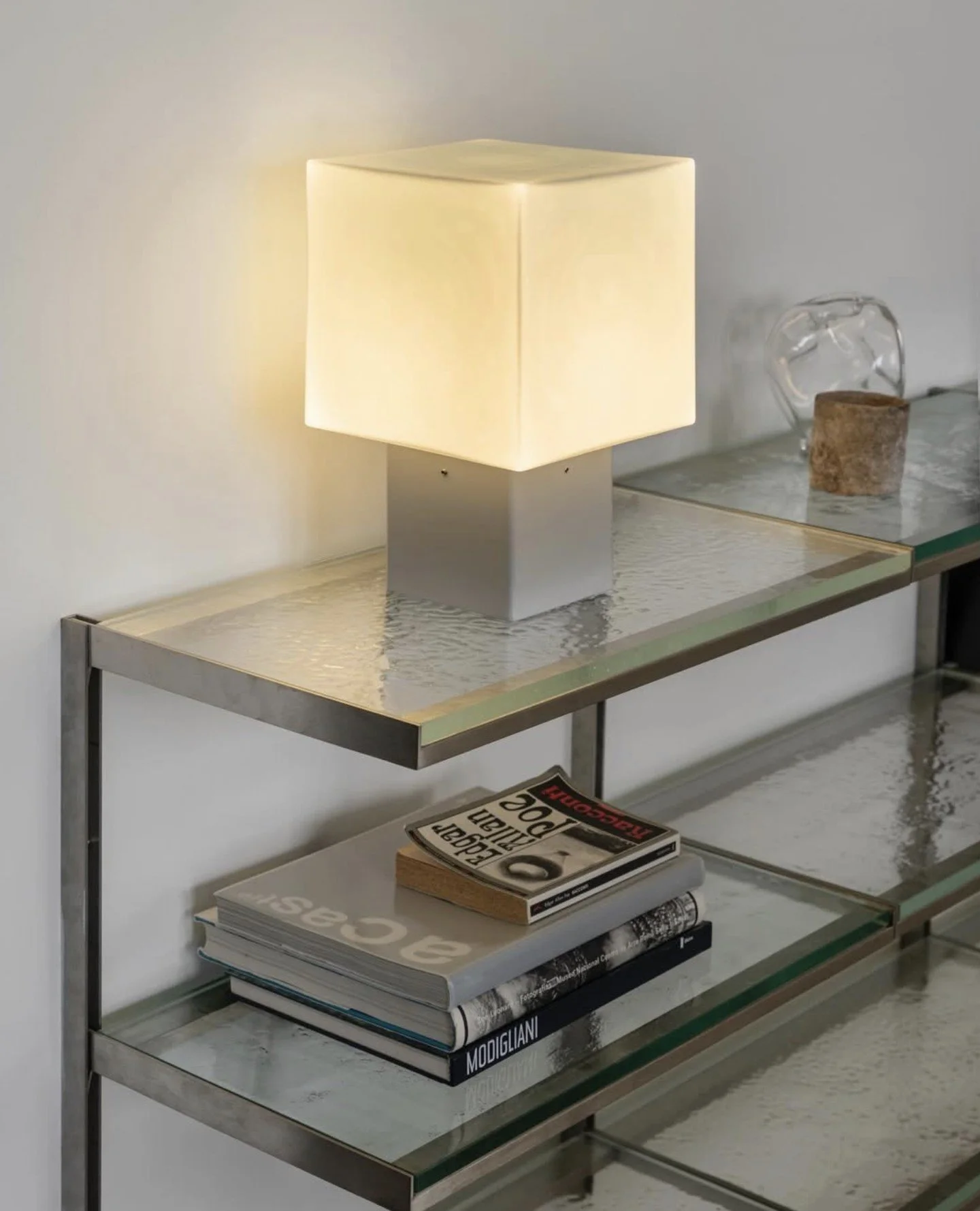 The ▢ [quadrato table] lamp and Float shelving system by @6am_glass is available at Moebel. Visit our link for further details.⁠
⁠
Photographed by @sarahindriolo @dsl__studio