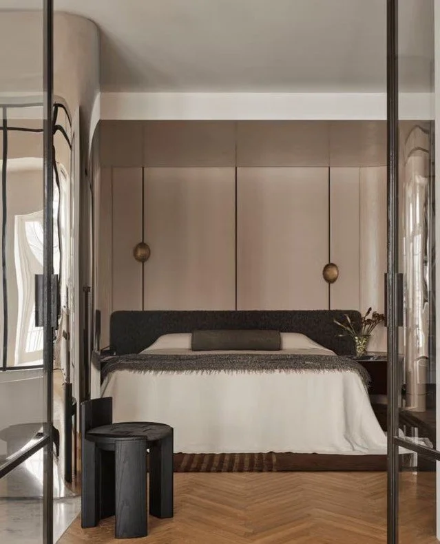 We're thrilled to see the 'Nenet' chair by Motta Architecture for SEM in the main bedroom of this luxurious harbourside apartment reimagined by Mim Design.⁠
⁠
"A sumptuous &ldquo;bougie party-pad&rdquo; with spectacular, million-dollar harbour v