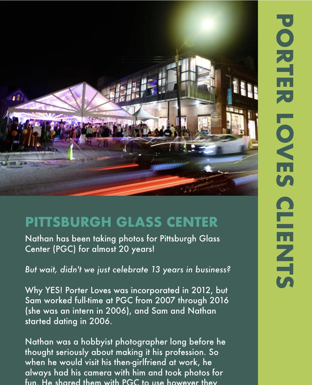 Nathan has been taking photos for Pittsburgh Glass Center (PGC) for almost 20 years!⁠
⁠
But wait, didn't we just celebrate 13 years in business?⁠
⁠
Nathan was a hobbyist photographer long before he thought seriously about making it his profession. So