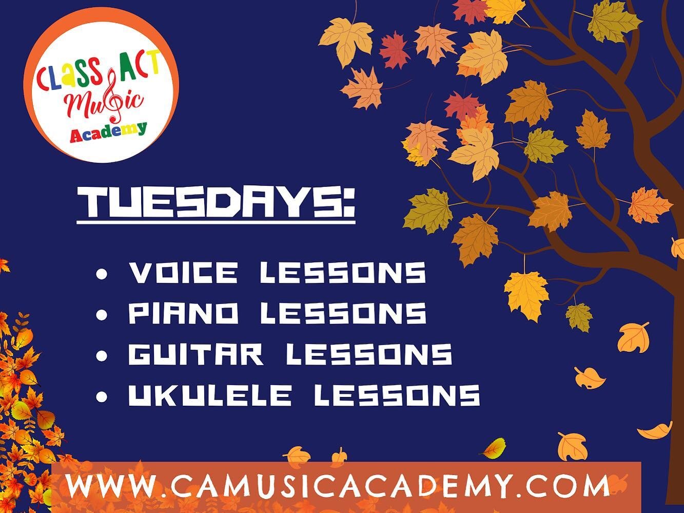 What&rsquo;s going on @cama_gilroy on Tuesdays? You can take one of these fun private lessons with Mr. Jason or Ms. Dany! Class Act Music Academy has private voice lessons, private piano lessons, private guitar lessons, and private ukulele lessons av