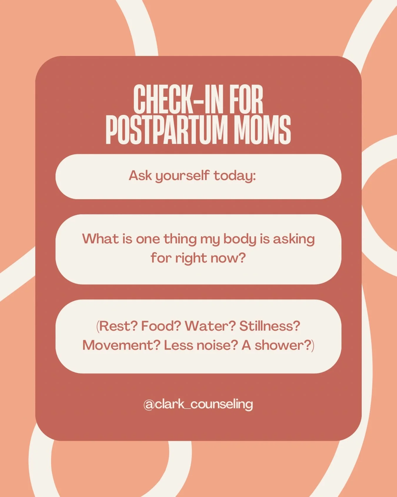 Our bodies usually whisper before they ever shout.
But in postpartum life, it&rsquo;s easy to miss the whispers.

If today feels heavy, overstimulating, or like you&rsquo;re running on fumes, pause and check in with your body:

✨ What do I need right