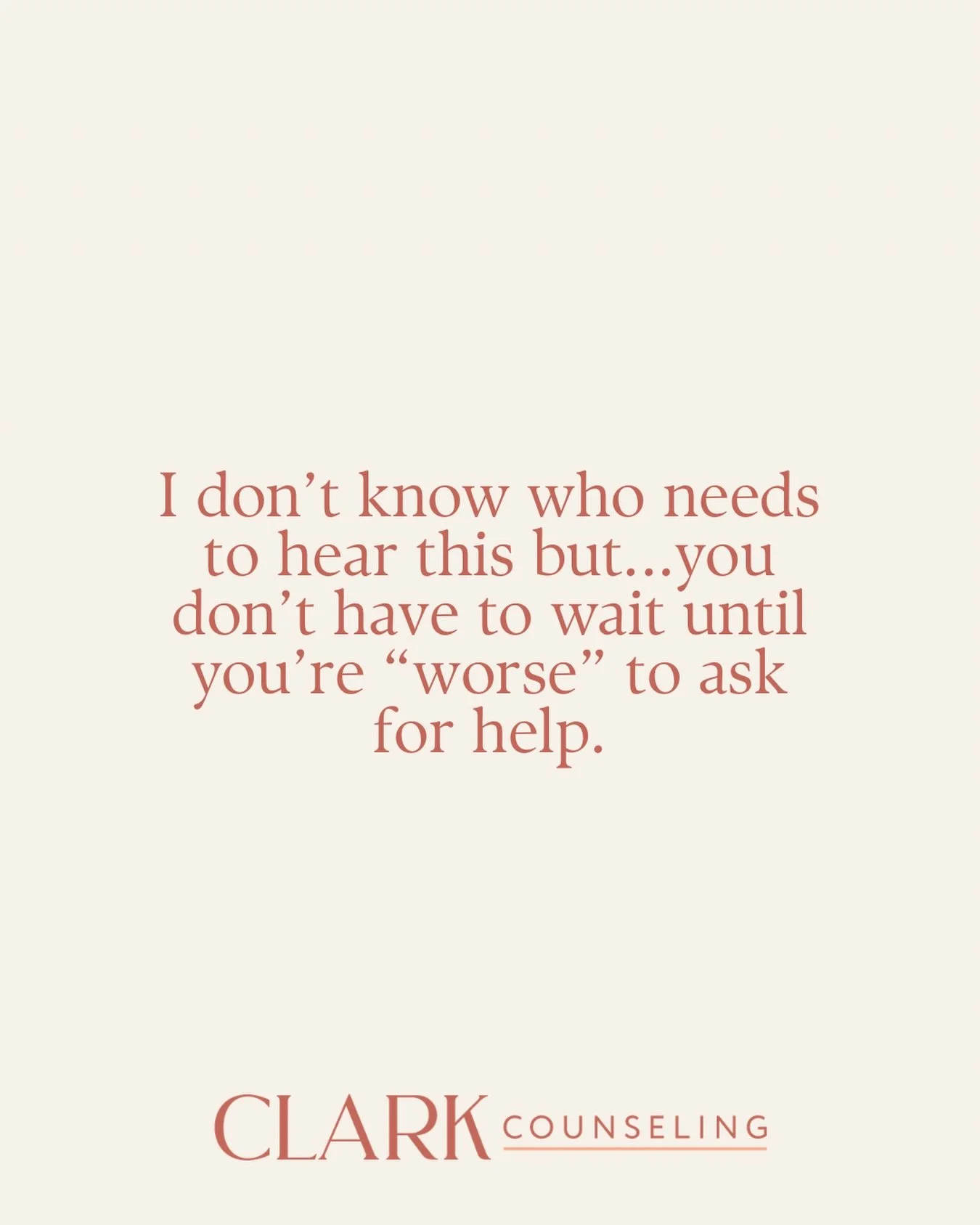 I don&rsquo;t know who needs to hear this but&hellip;
You don&rsquo;t have to wait until you&rsquo;re &ldquo;worse&rdquo; to ask for help.

You don&rsquo;t need to be falling apart.
You don&rsquo;t need a crisis.
You don&rsquo;t need to justify seeki