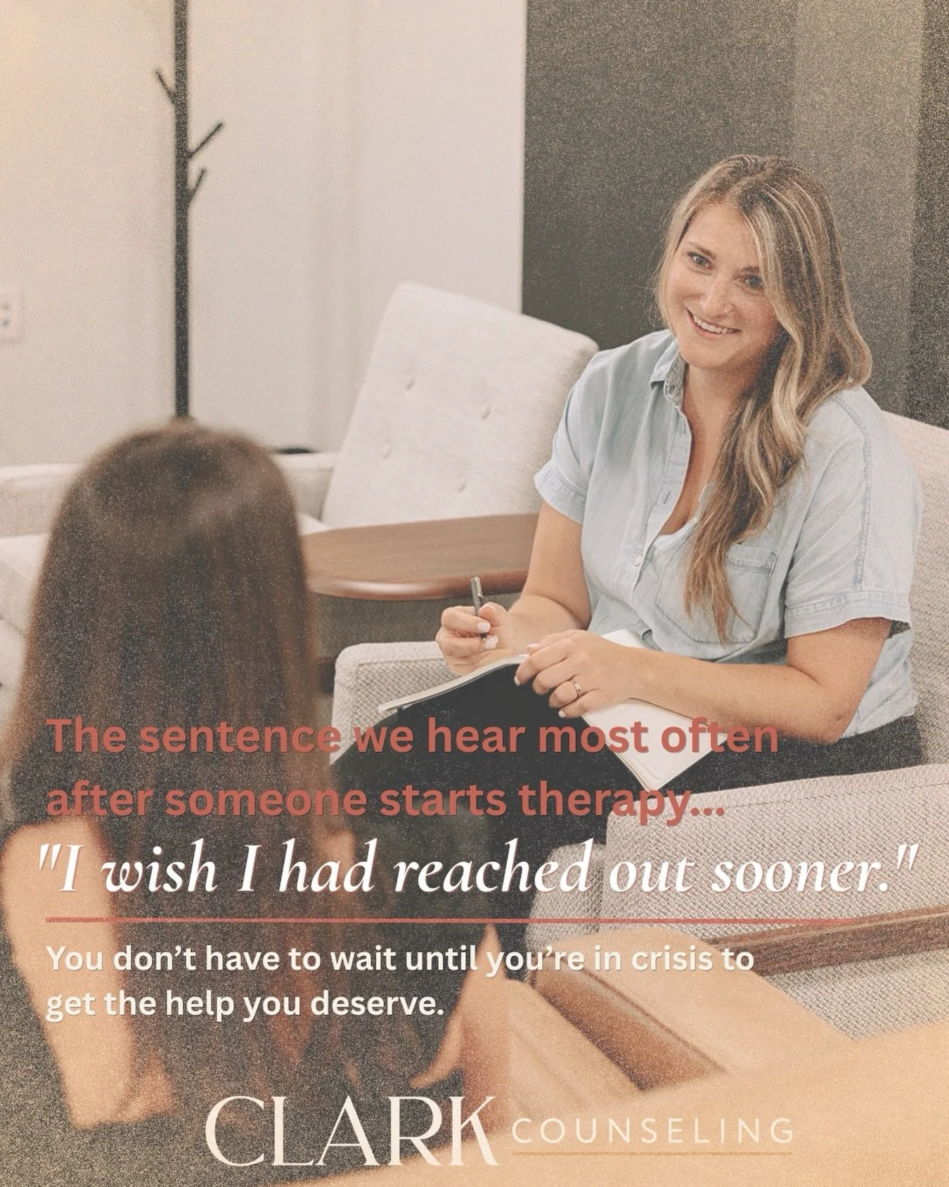 &ldquo;I wish I had reached out sooner.&rdquo;

It&rsquo;s one of the most common things we hear after someone starts therapy.

You don&rsquo;t have to wait until you&rsquo;re overwhelmed or in crisis to ask for support.

At Clark Counseling, we help