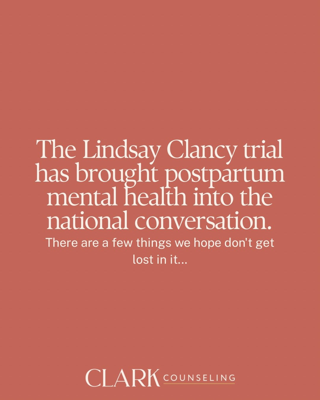 The Lindsay Clancy trial has brought a lot of attention to pregnancy and postpartum mental health, and with it, some really important conversations.

As therapists who work closely with women during pregnancy and postpartum, we hope those conversatio