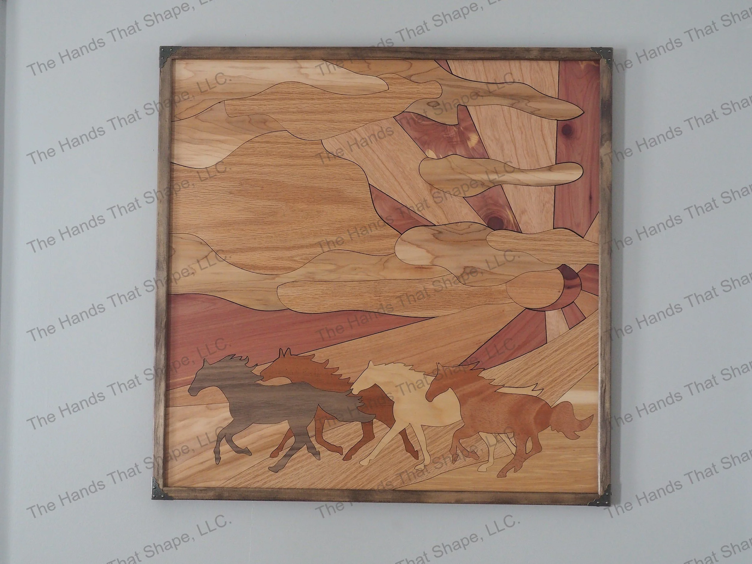 Running Horses Wood Wall Art