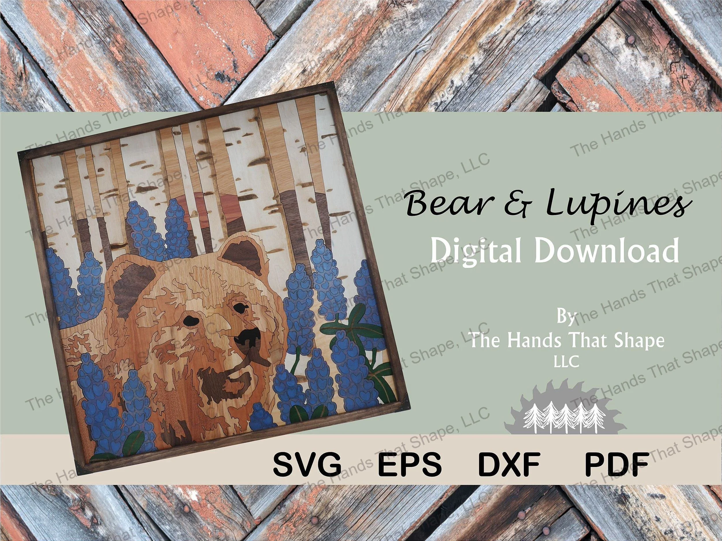 Bear &amp; Lupines Digital Design File
