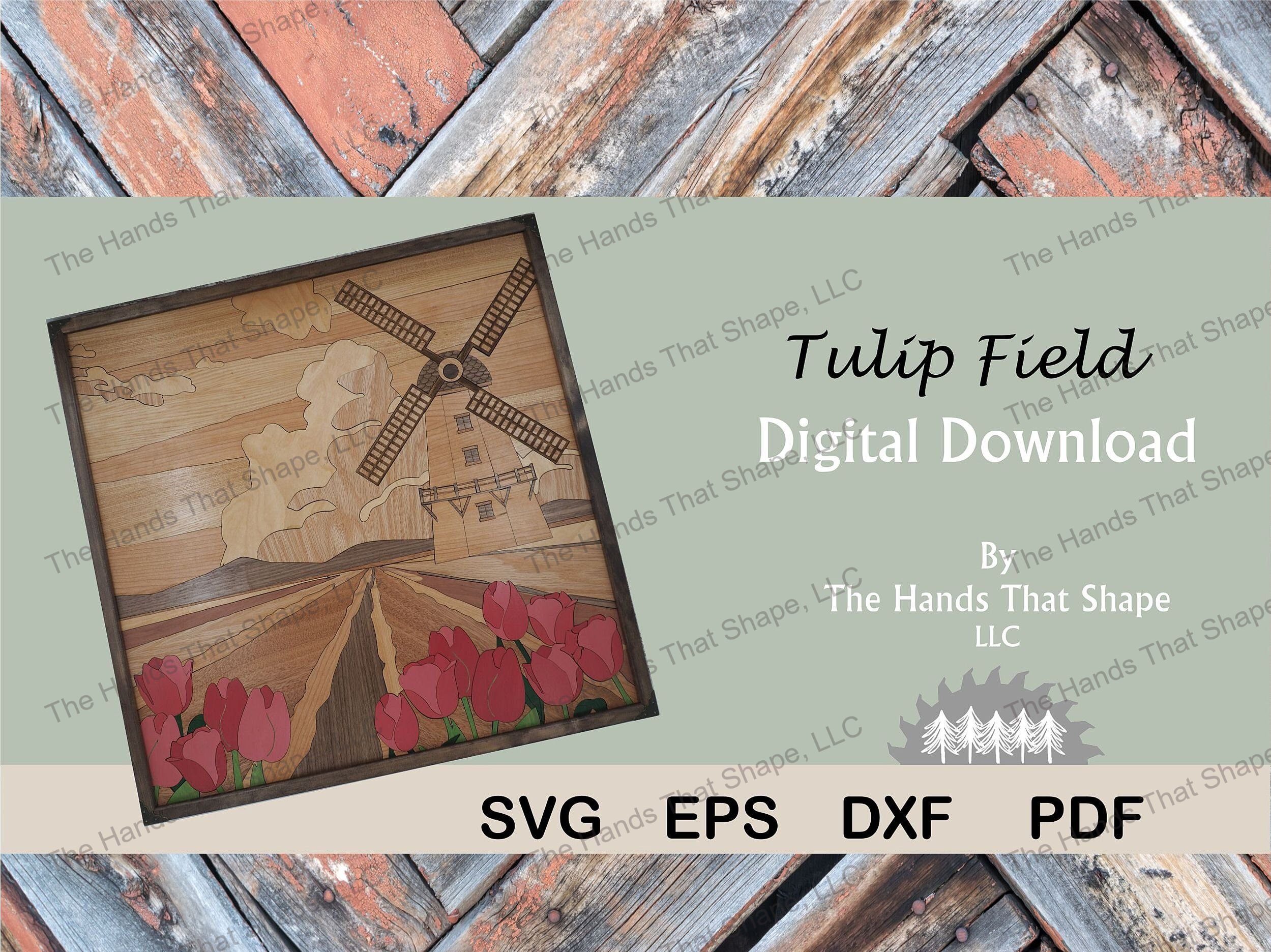 Windmill Tulip Field Digital Design File