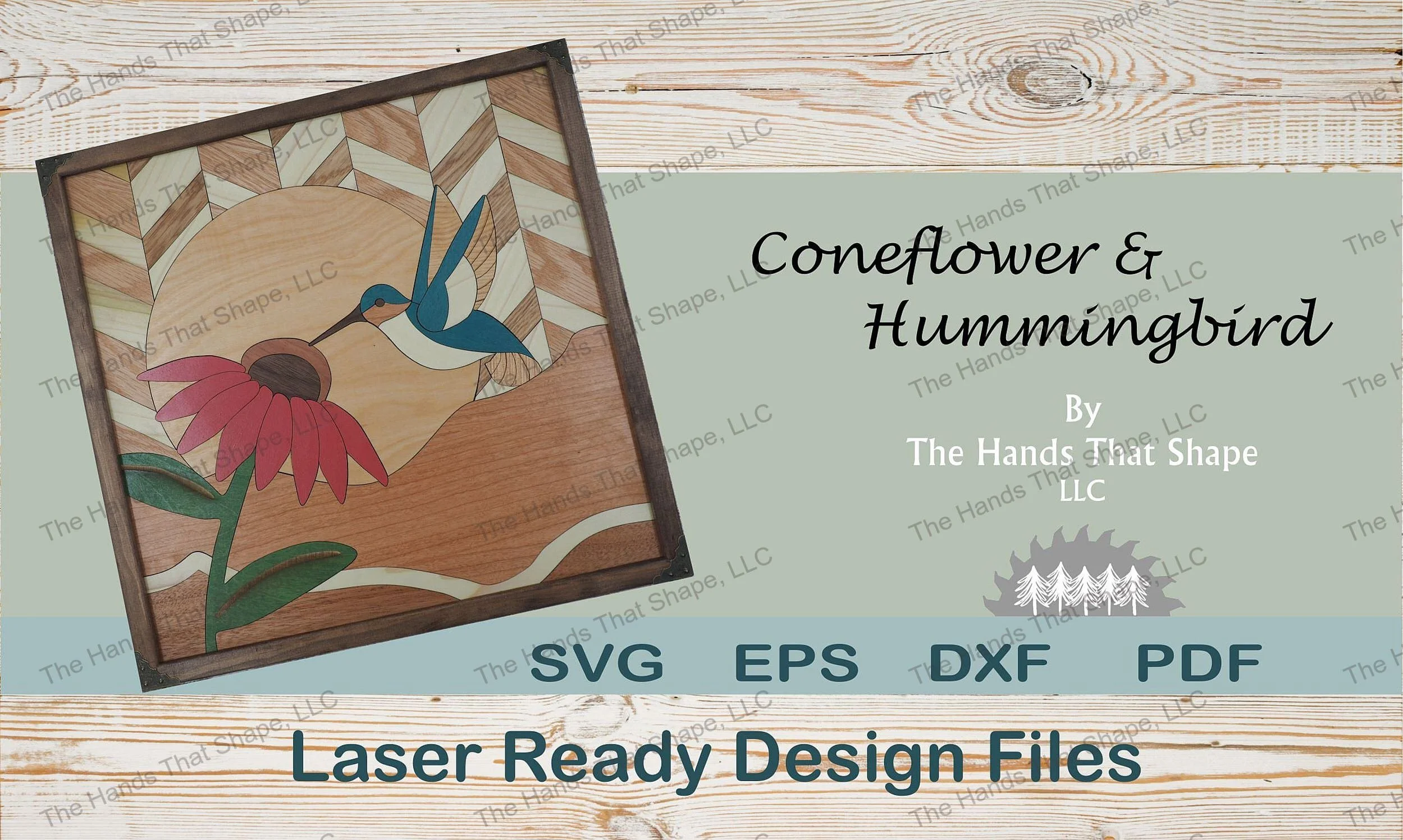 Coneflower &amp; Hummingbird Laser Ready File