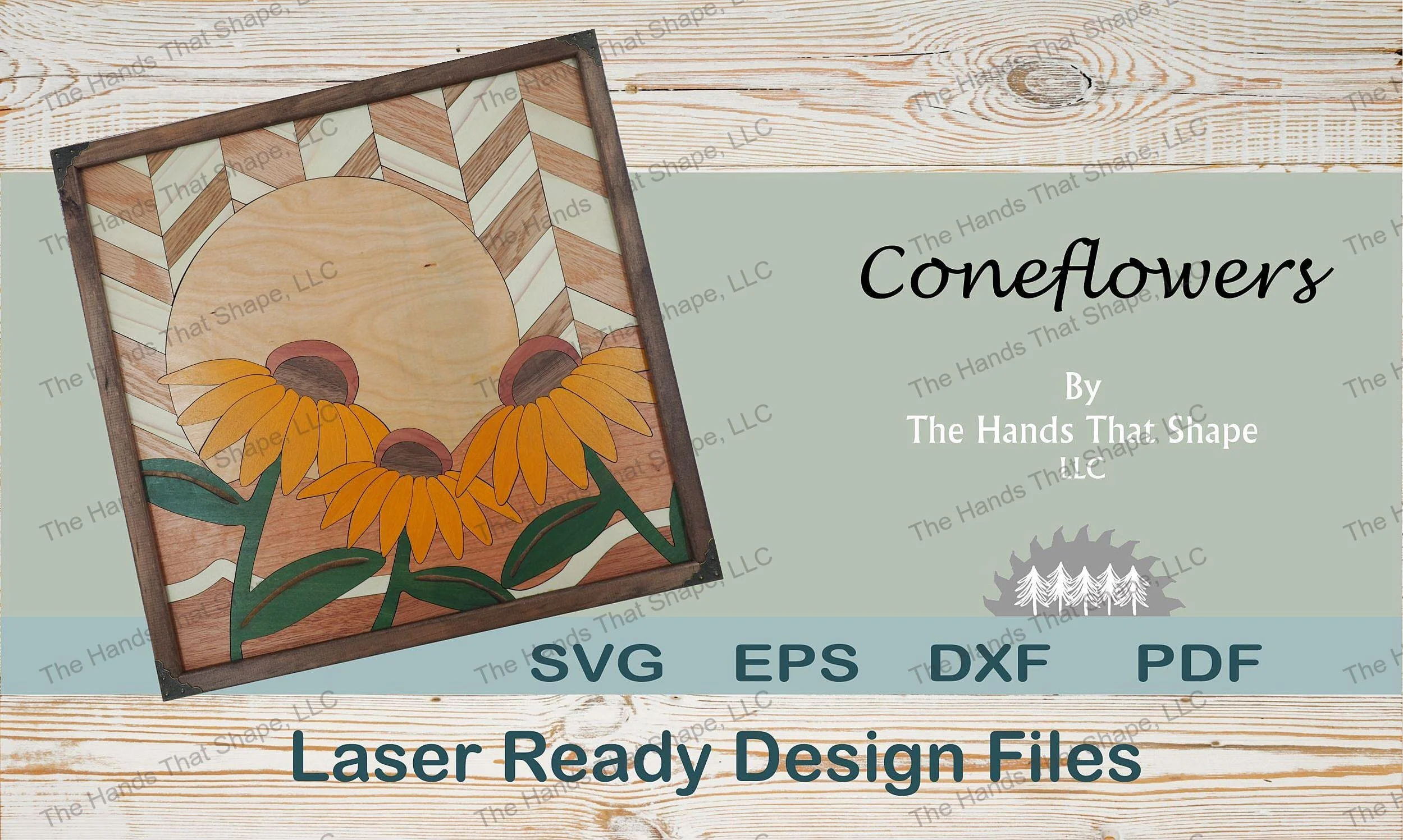 Three Coneflower Laser Ready File