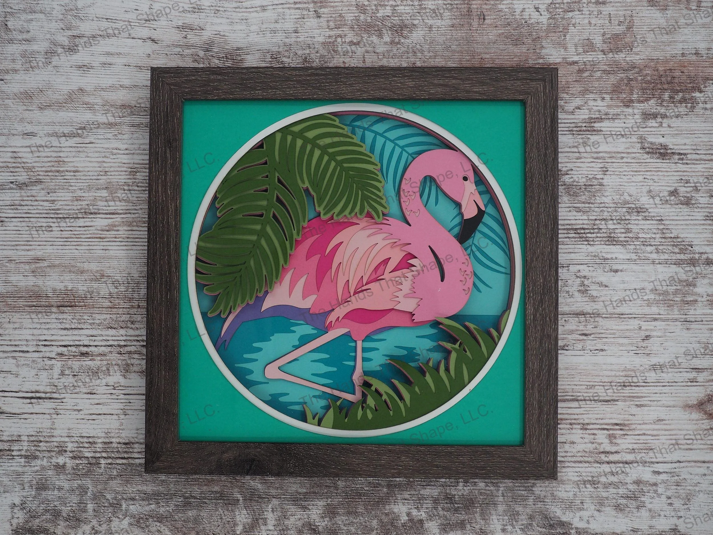 Flamingo Layered Paper Art Shadow Box