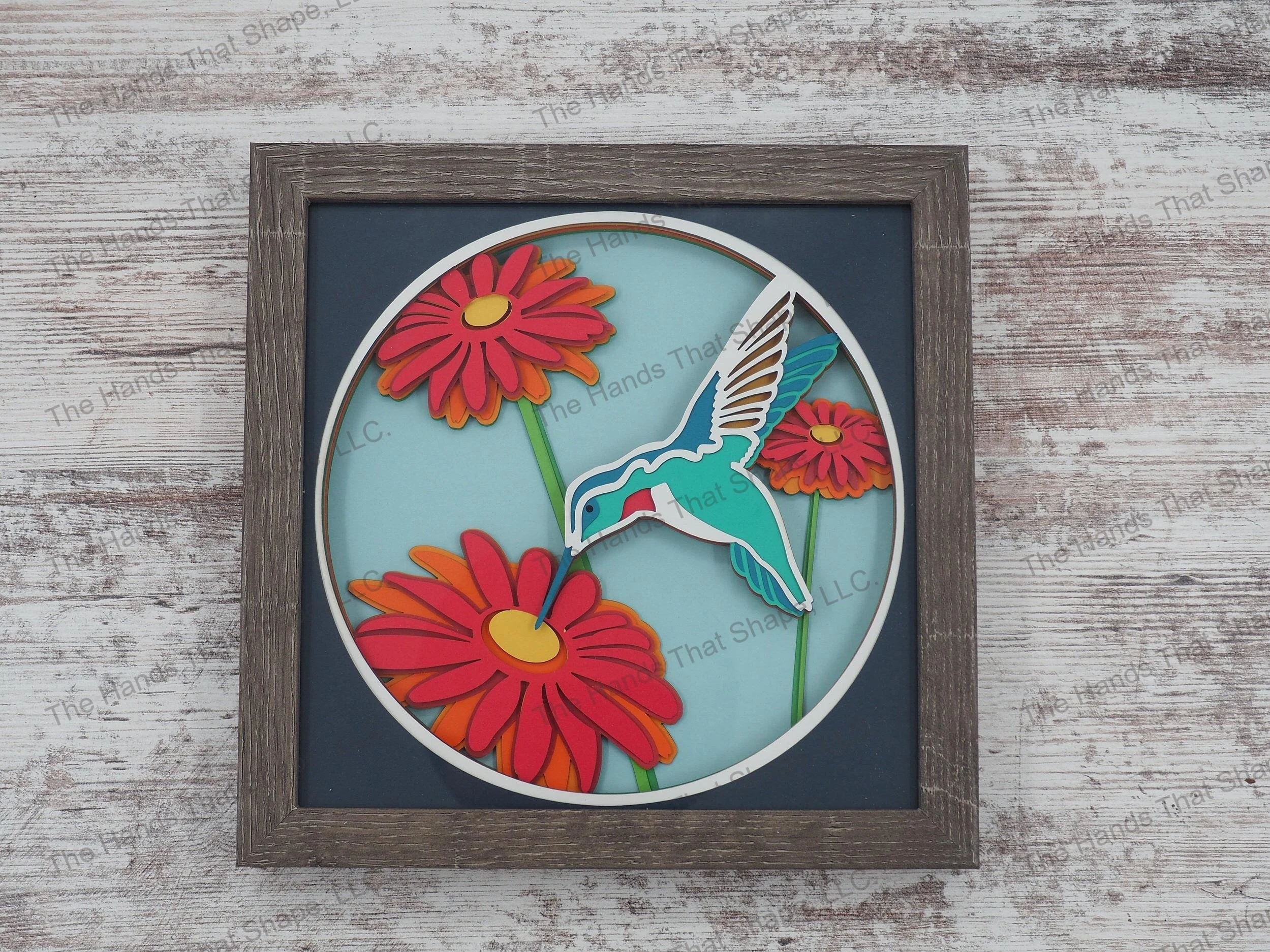 Hummingbird Layered Paper Art Shadow Box