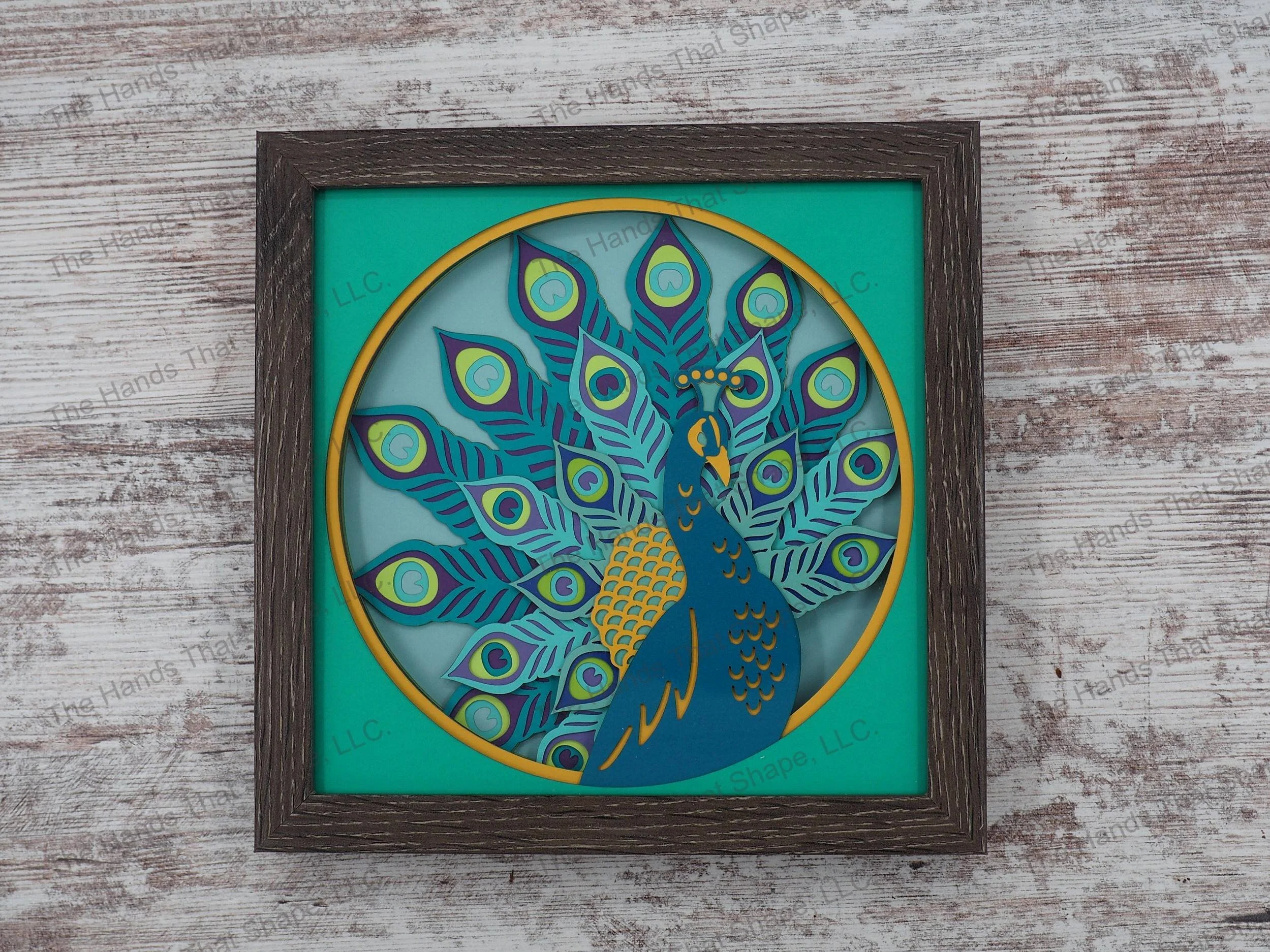 Peacock Layered Paper Art Shadow Box