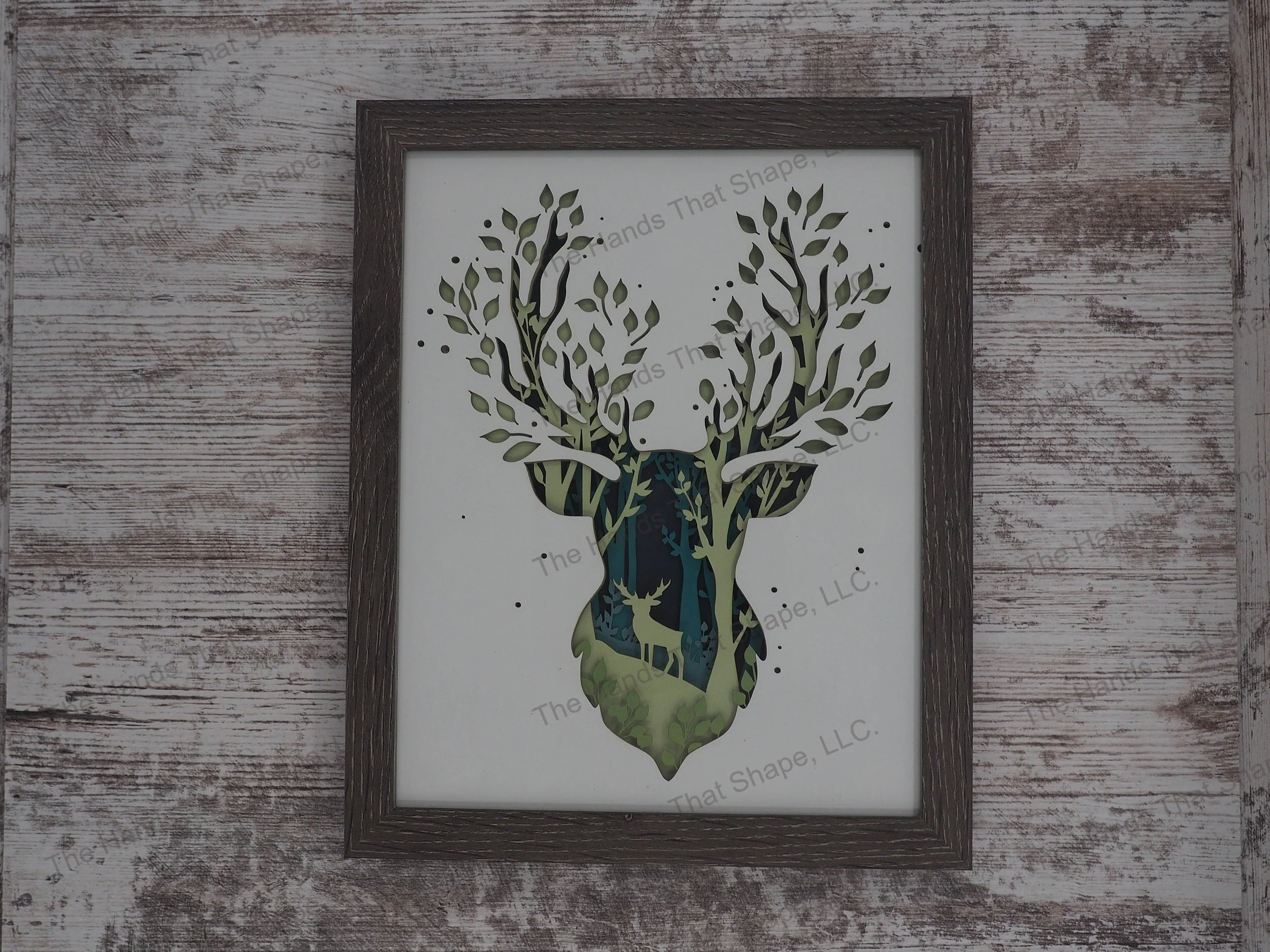 Deer Silhouette Layered Paper Art Shadow Box