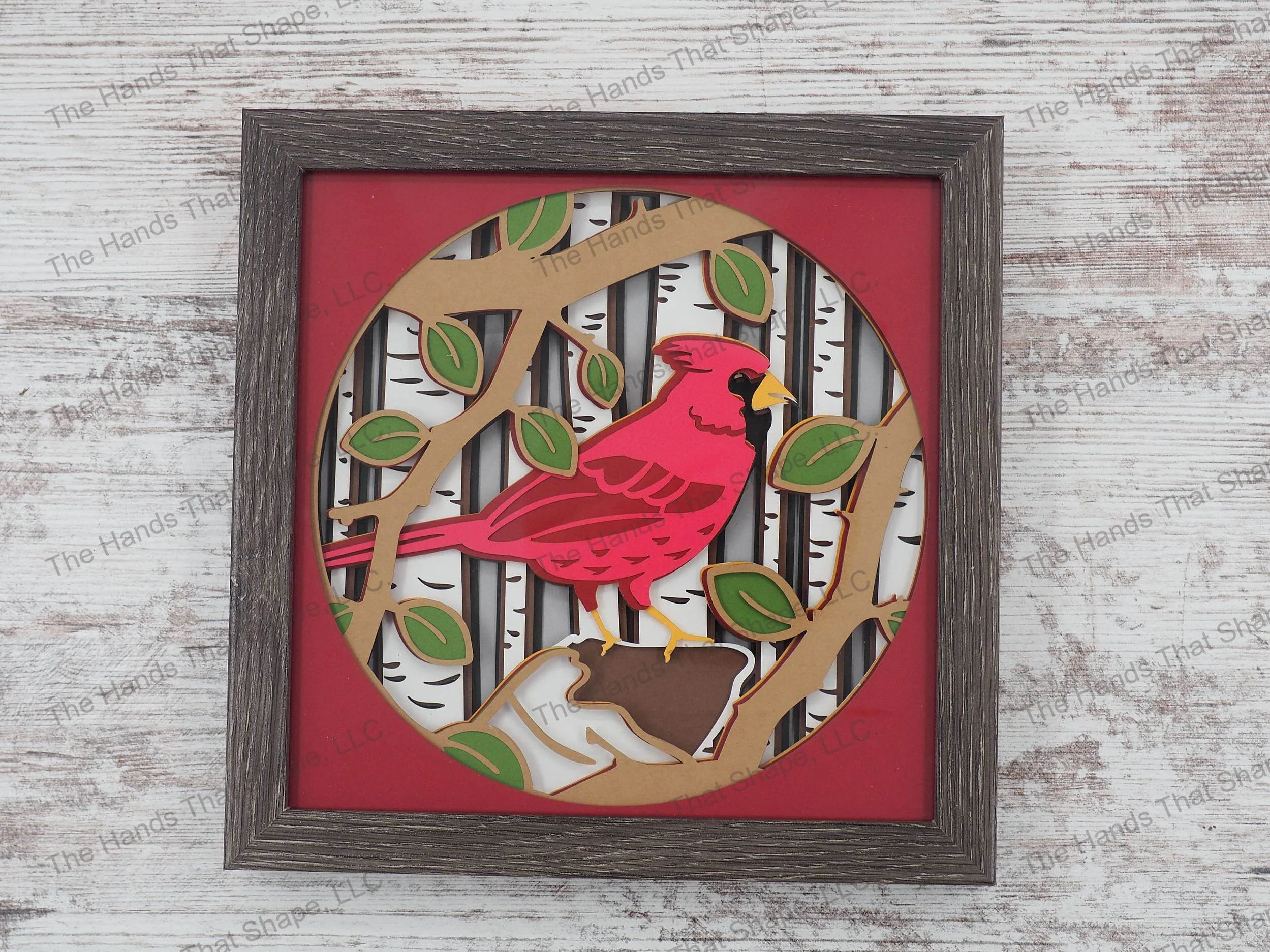 Cardinal Layered Paper Art Shadow Box