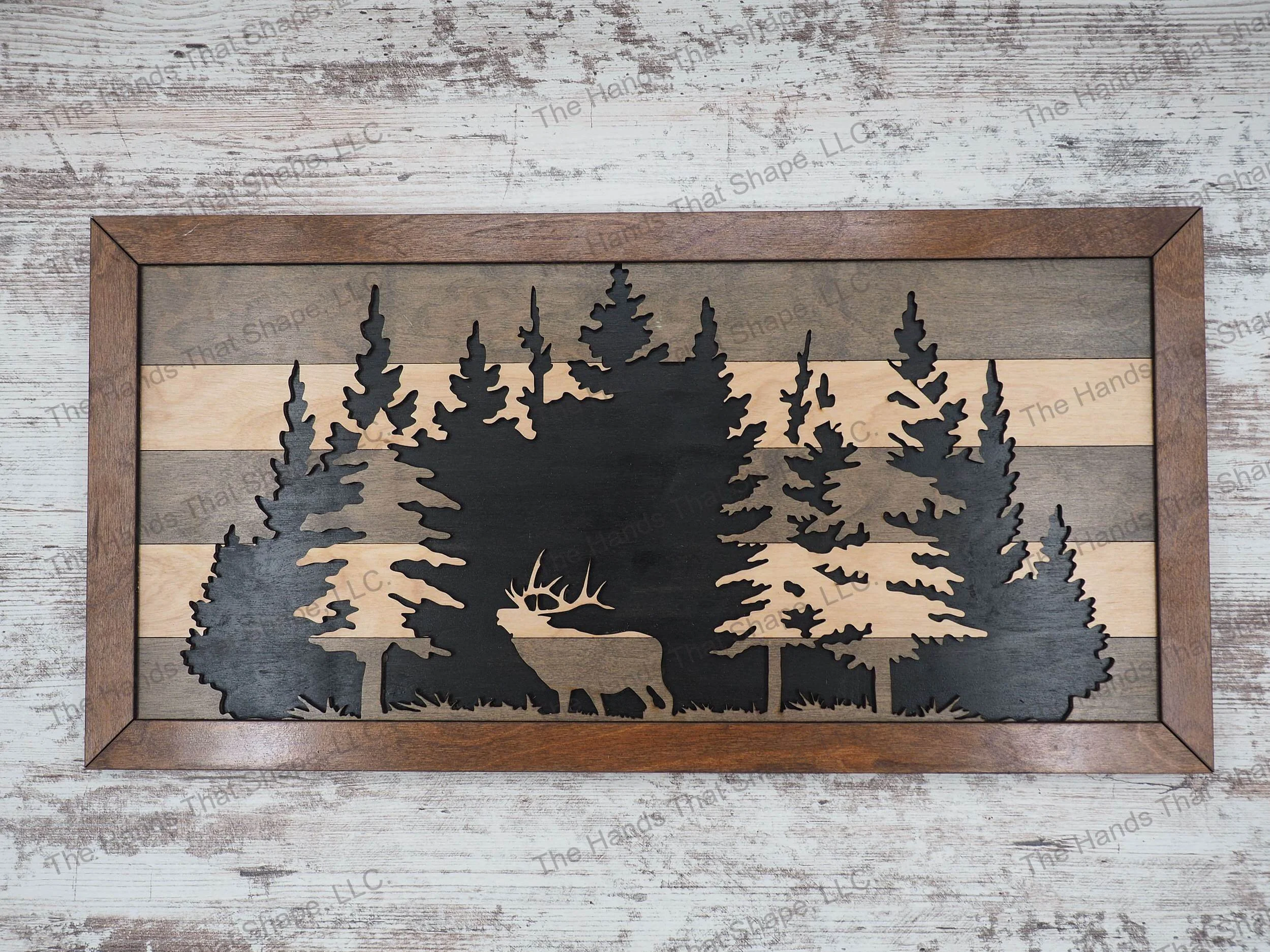 Elk Layered Wood Art