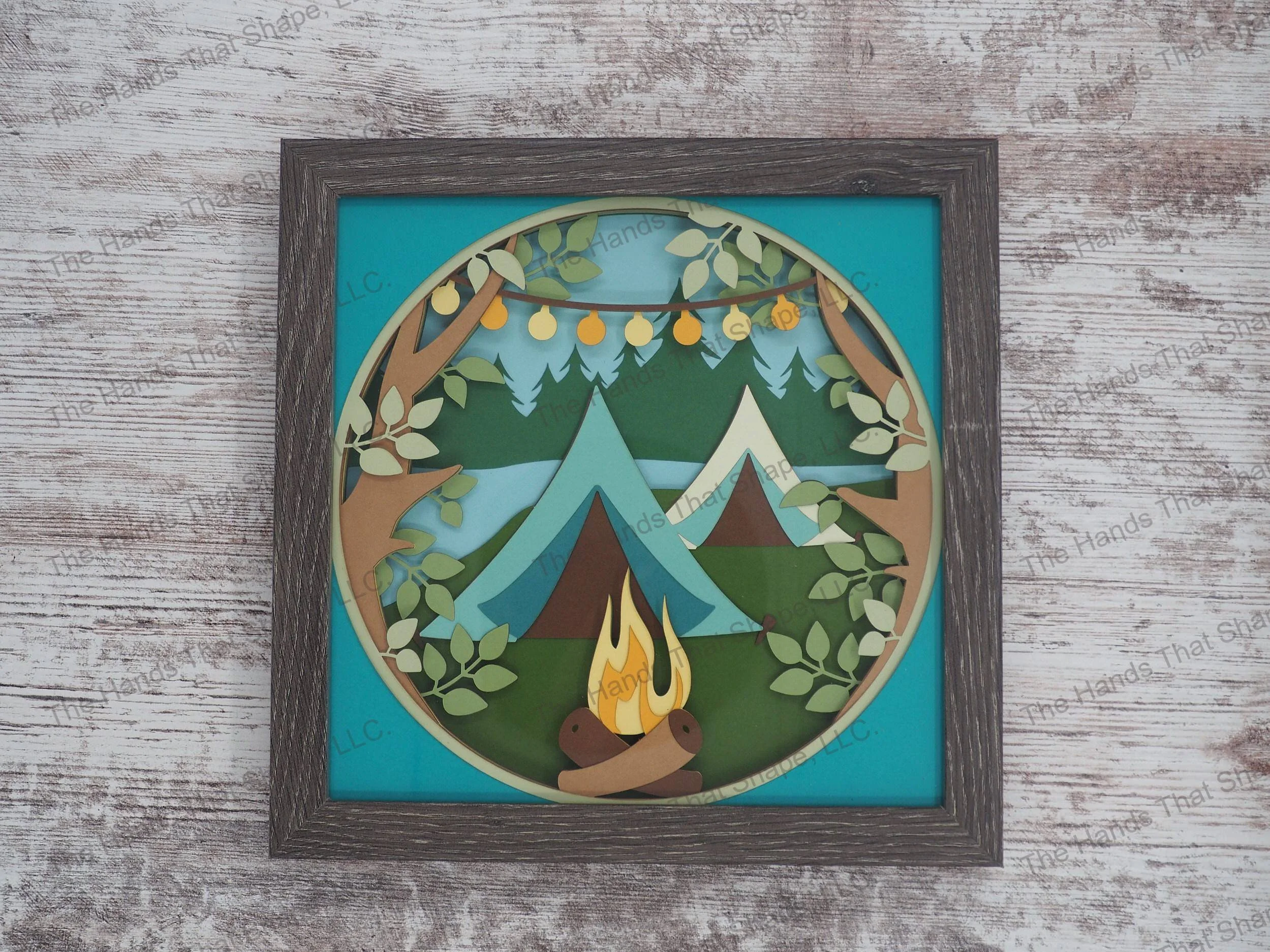 Tent Camping Layered Paper Art Shadow Box