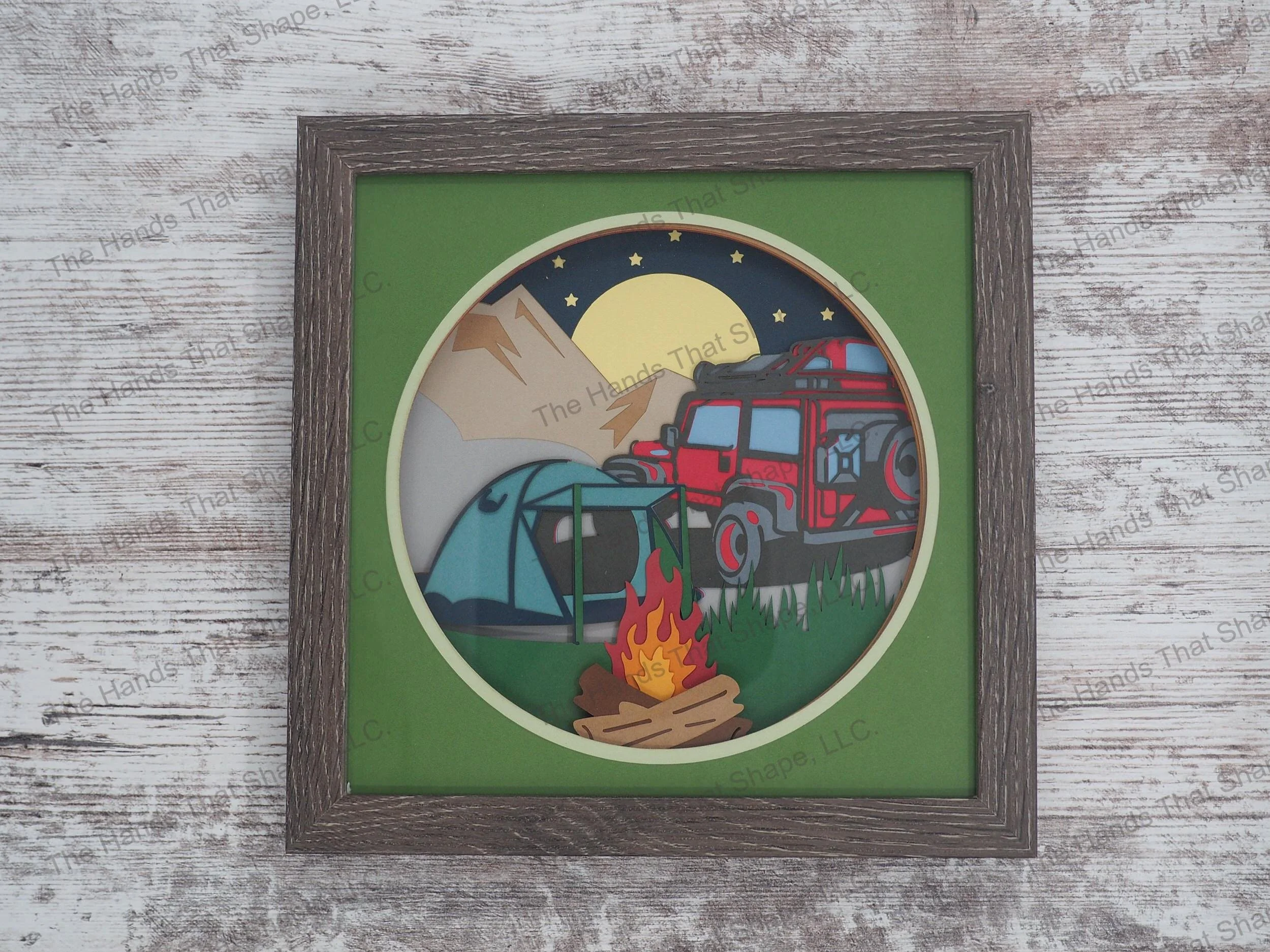 Off Road Camping Layered Paper Art Shadow Box