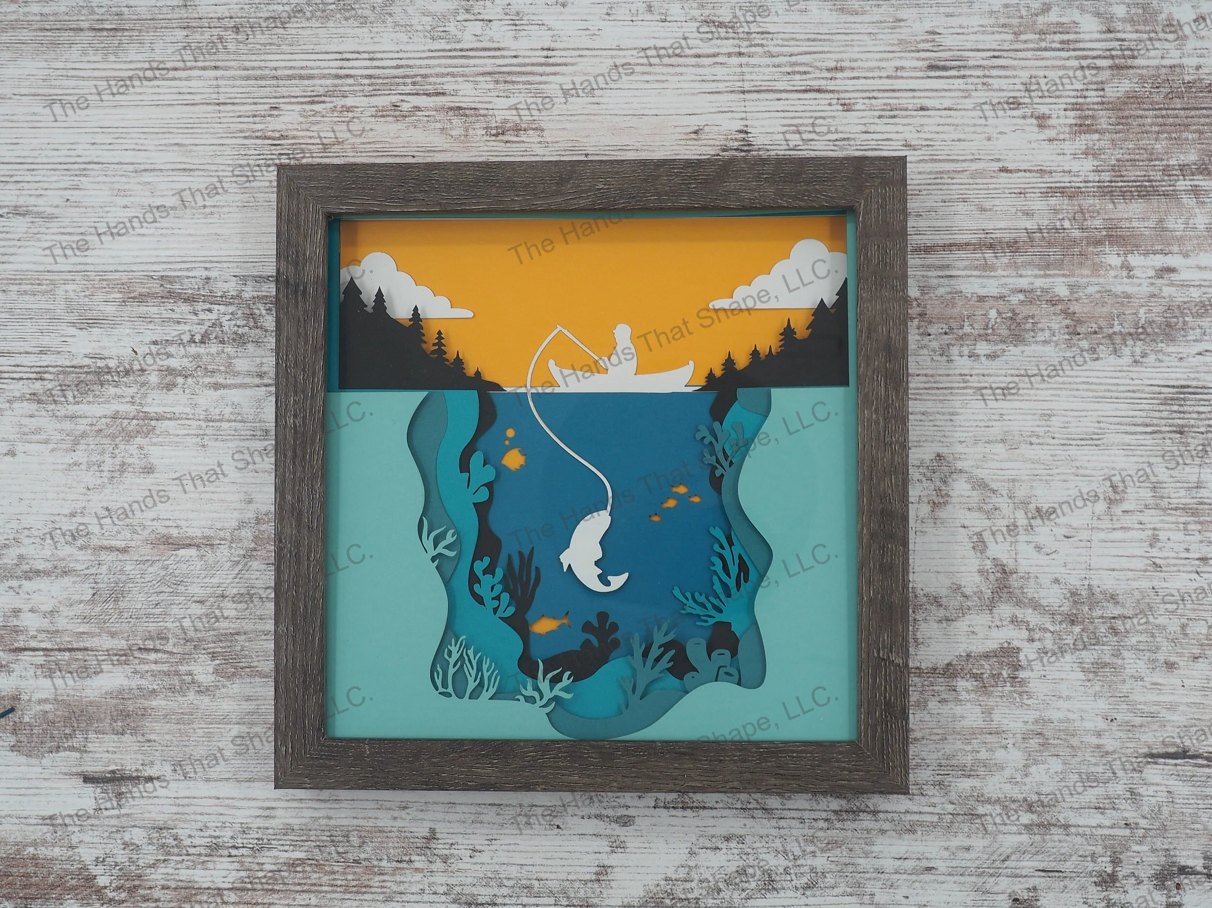 Fishing Layered Art Shadow Box