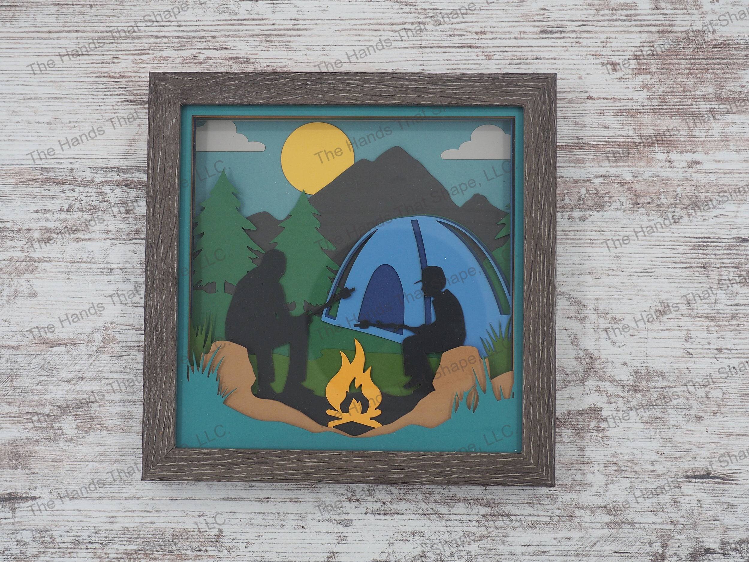 Camping Layered Paper Art Shadow Box