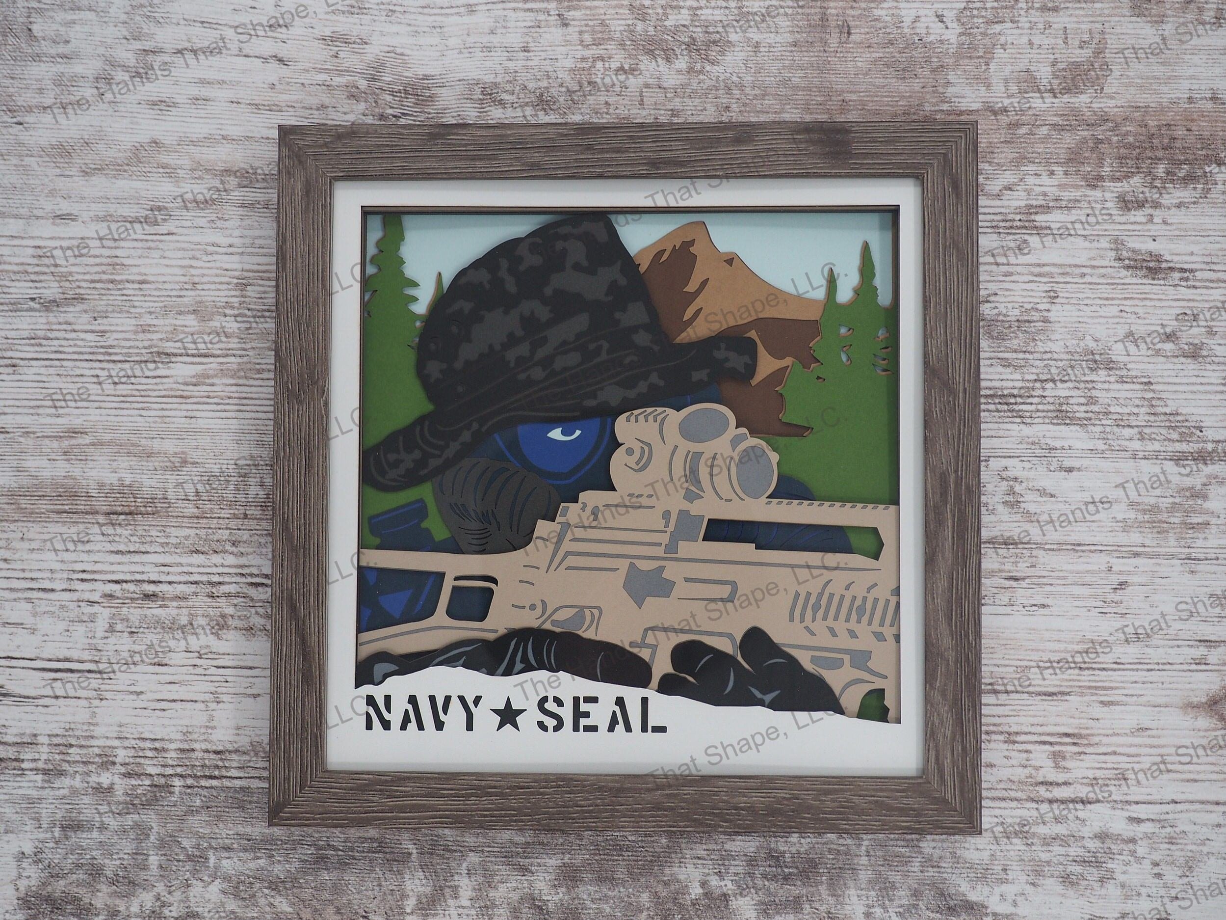 Navy Seal Layered Paper Art Shadow Box