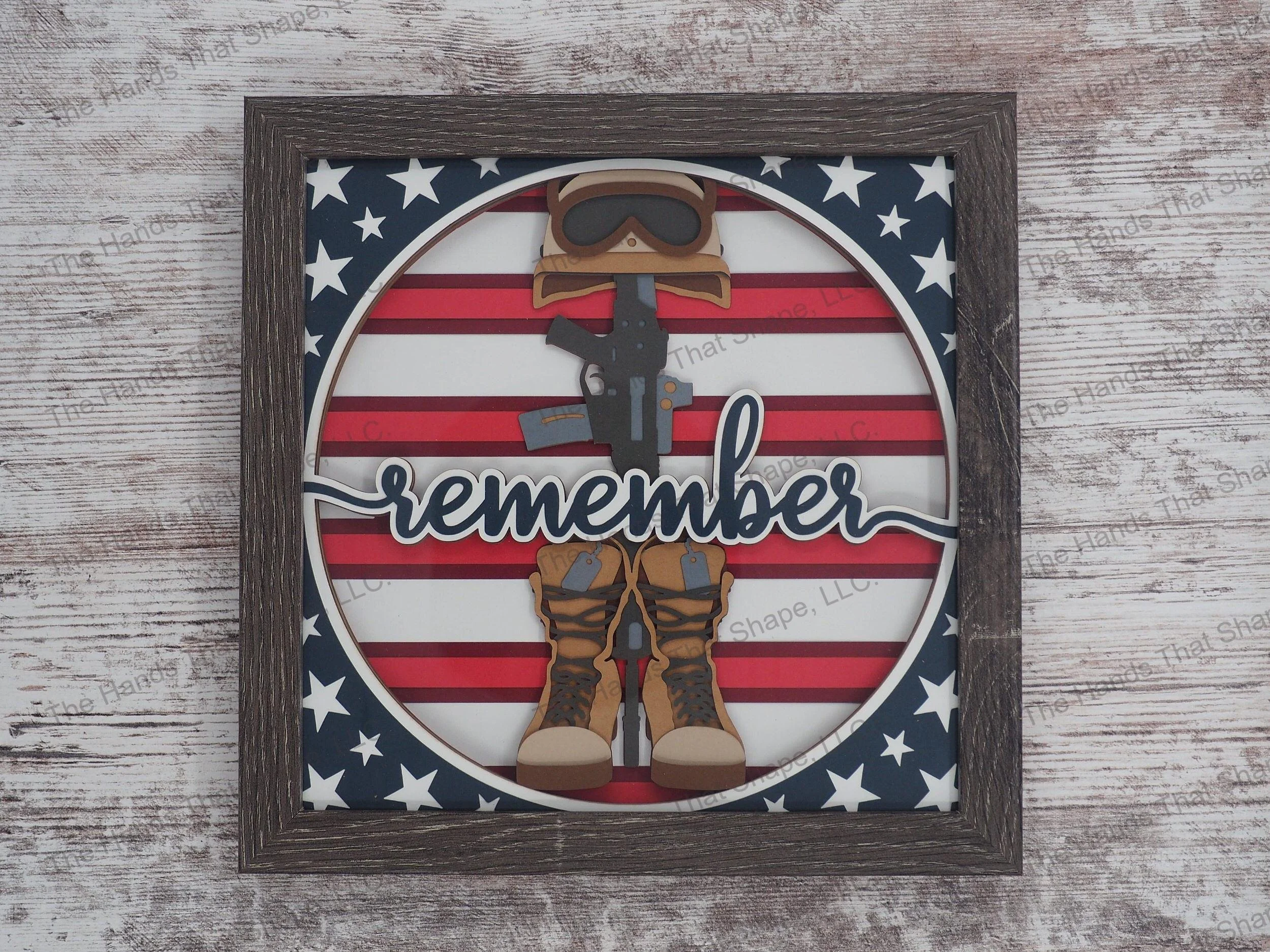 Battlefield Cross Layered Paper Art Shadow Box