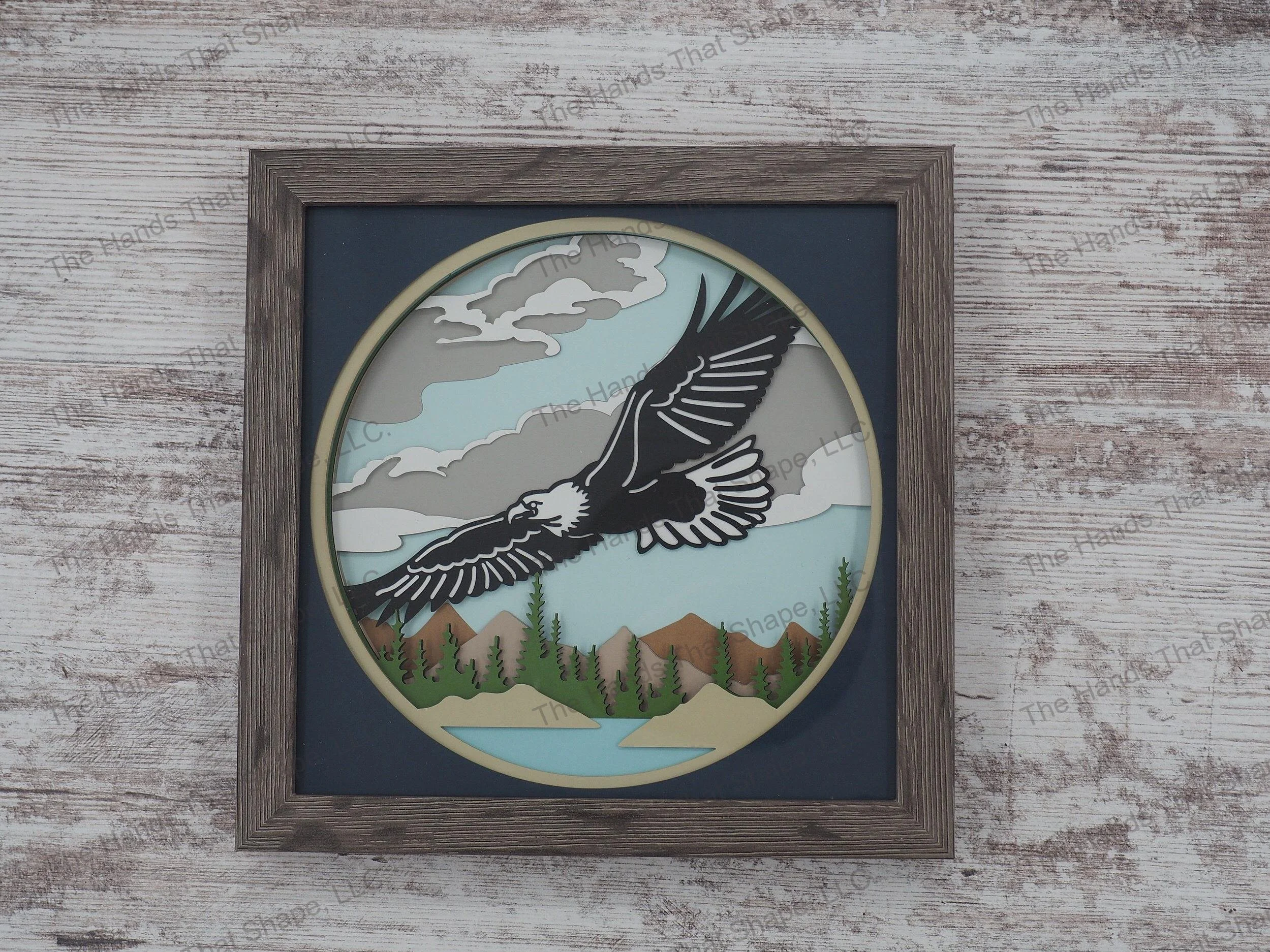 Eagle Layered Paper Art Shadow Box