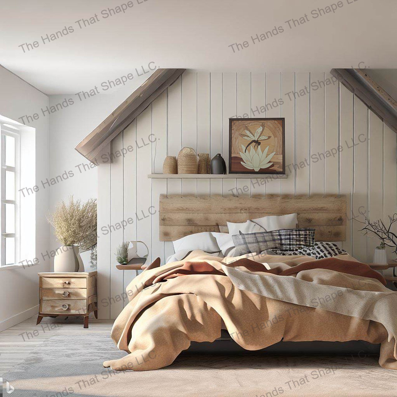 Add a touch of nature to your bedroom or living room with Dawns Whispers Dragonfly on Water lily, turning your space into a serene, waterside haven.