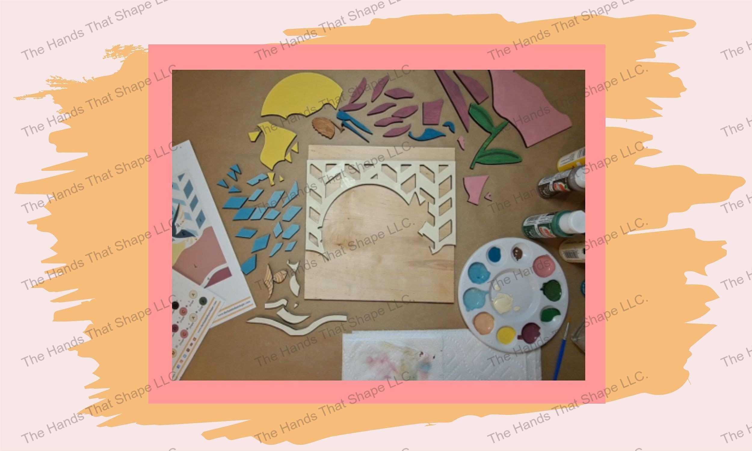 Catch a glimpse of the in-process DIY wood art piece, as the hummingbird and coneflower begin to bloom under your careful strokes.