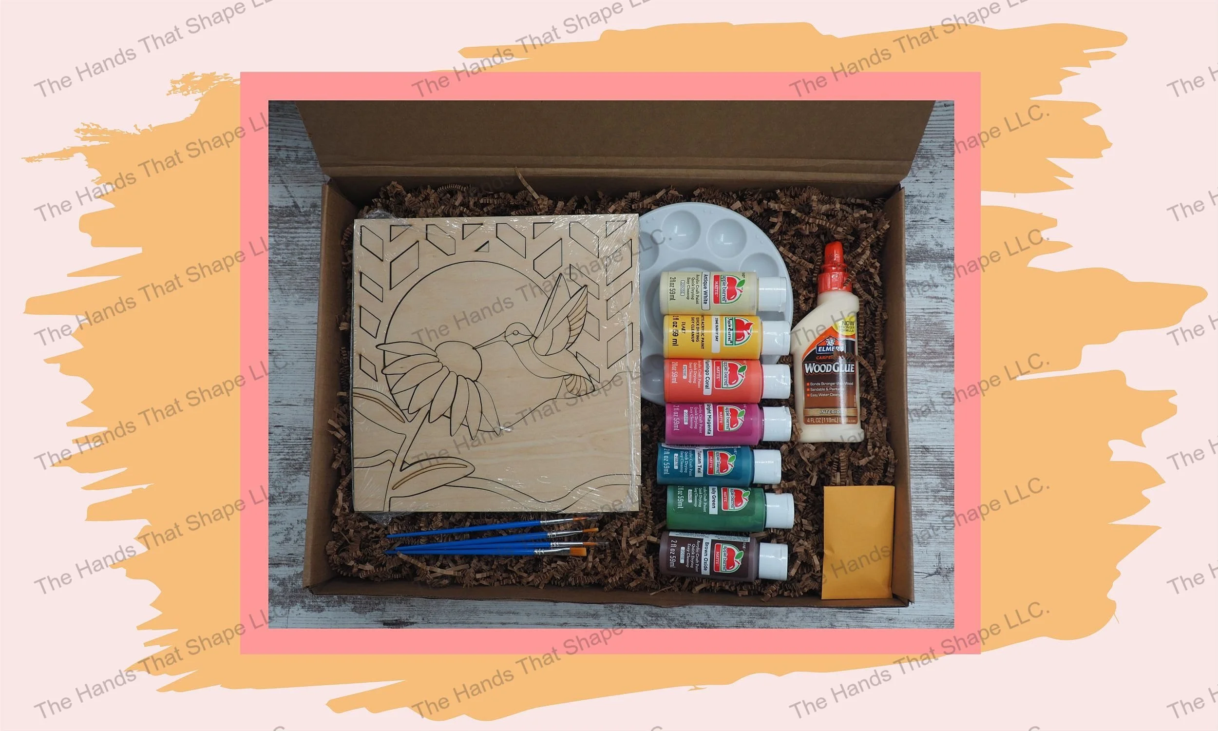 Hummingbird at Coneflower Wood Inlay Art DIY Kit