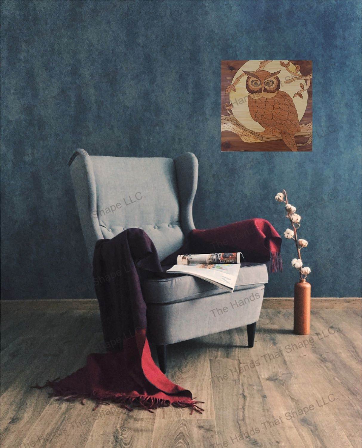 "Midnight Majesty: Owl on Tree Branch" brings tranquil night beauty to your living room, enchanting with its serene allure.