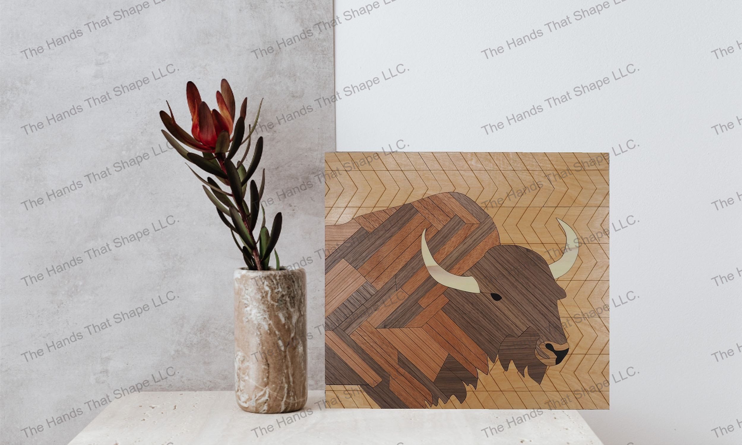 Adorn your living room with our "Prairie Monarch: Bison" design, adding a touch of the American West's majesty to your personal space.