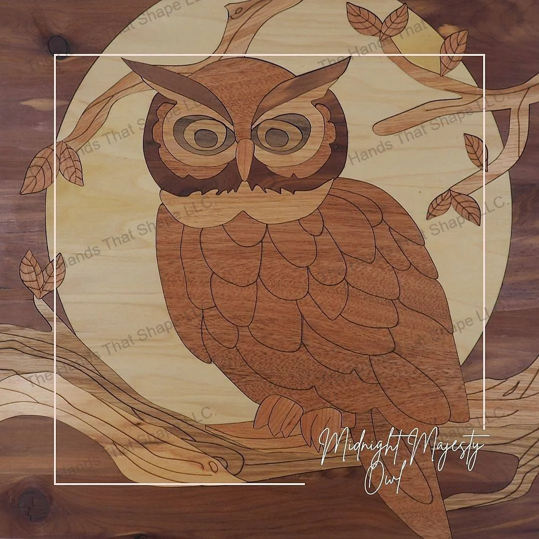 Midnight Majesty: Owl on Tree Branch Laser Ready File