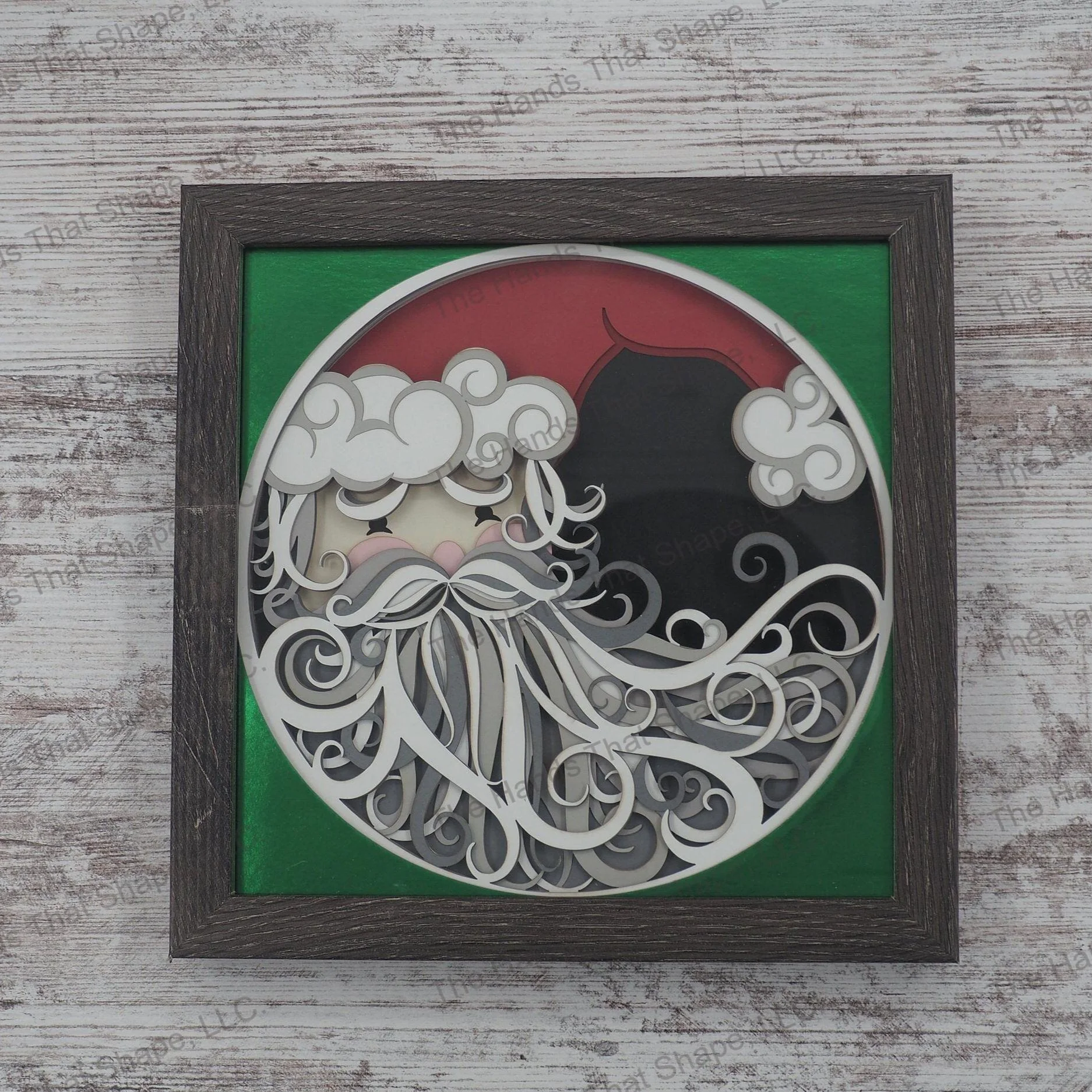 Santa Layered Paper Art Shadow Box