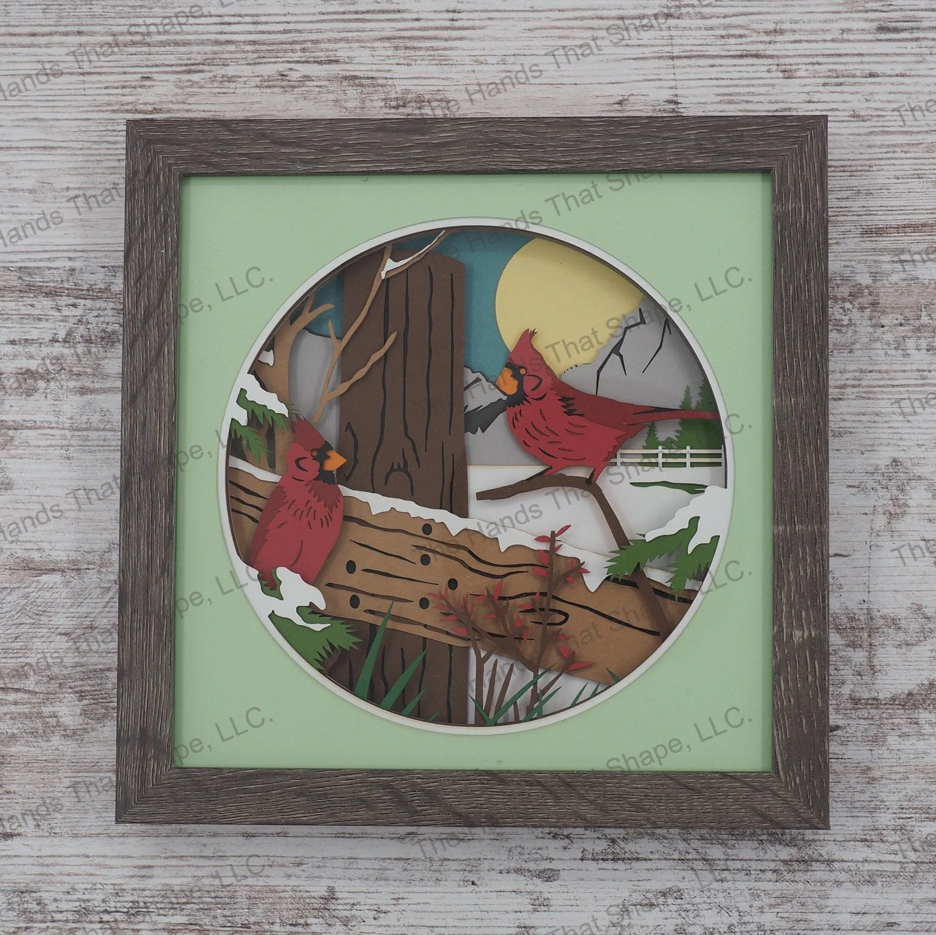 Winter Cardinals Layered Paper Art Shadow Box