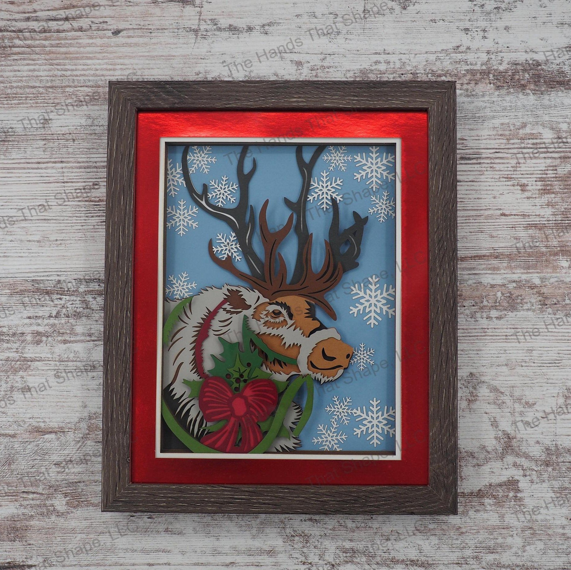Reindeer Layered Paper Art Shadow Box