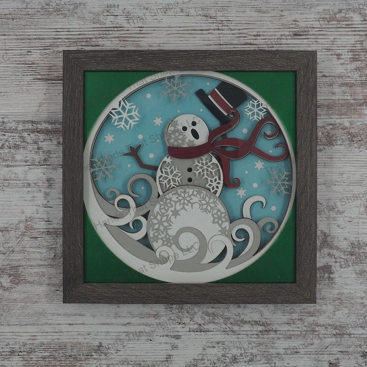 Snowman Layered Paper Art Shadow Box