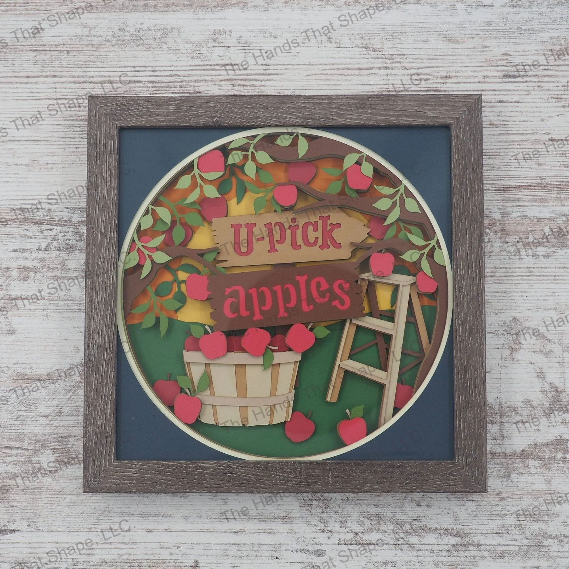 Apple Picking Layered Paper Art Shadow Box