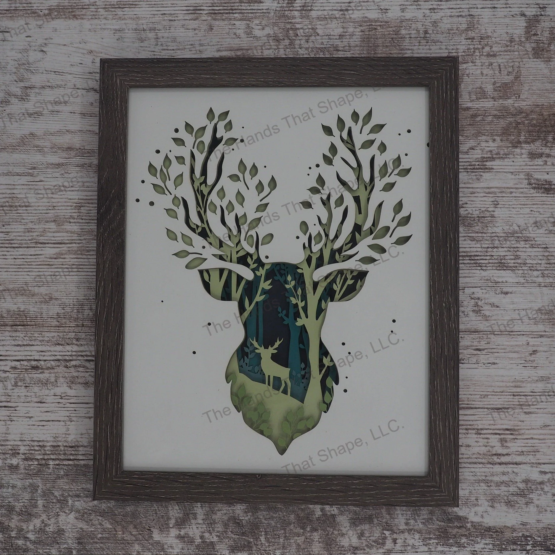 Deer Silhouette Layered Paper Art Shadow Box