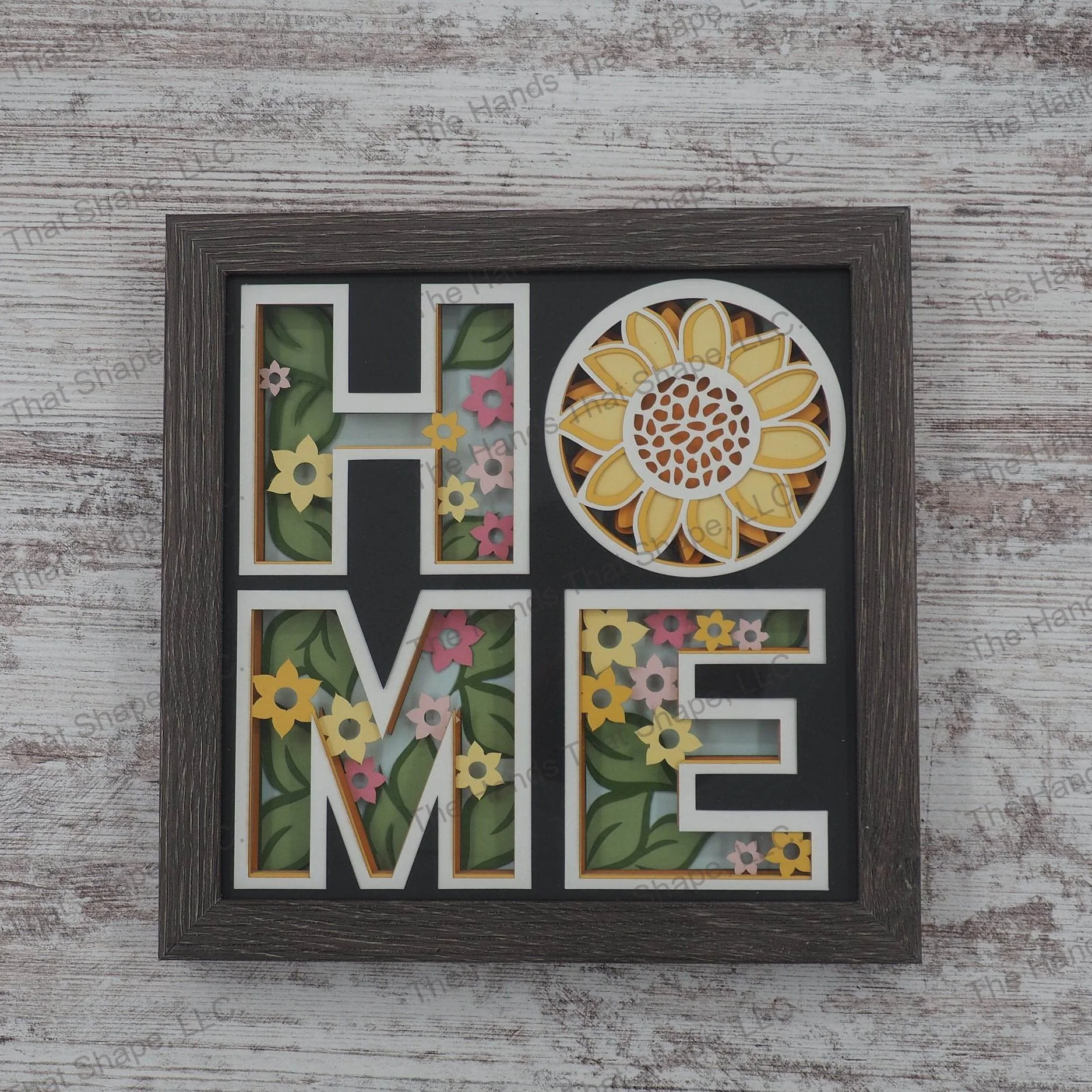 Sunflower "Home" Layered Paper Art Shadow Box