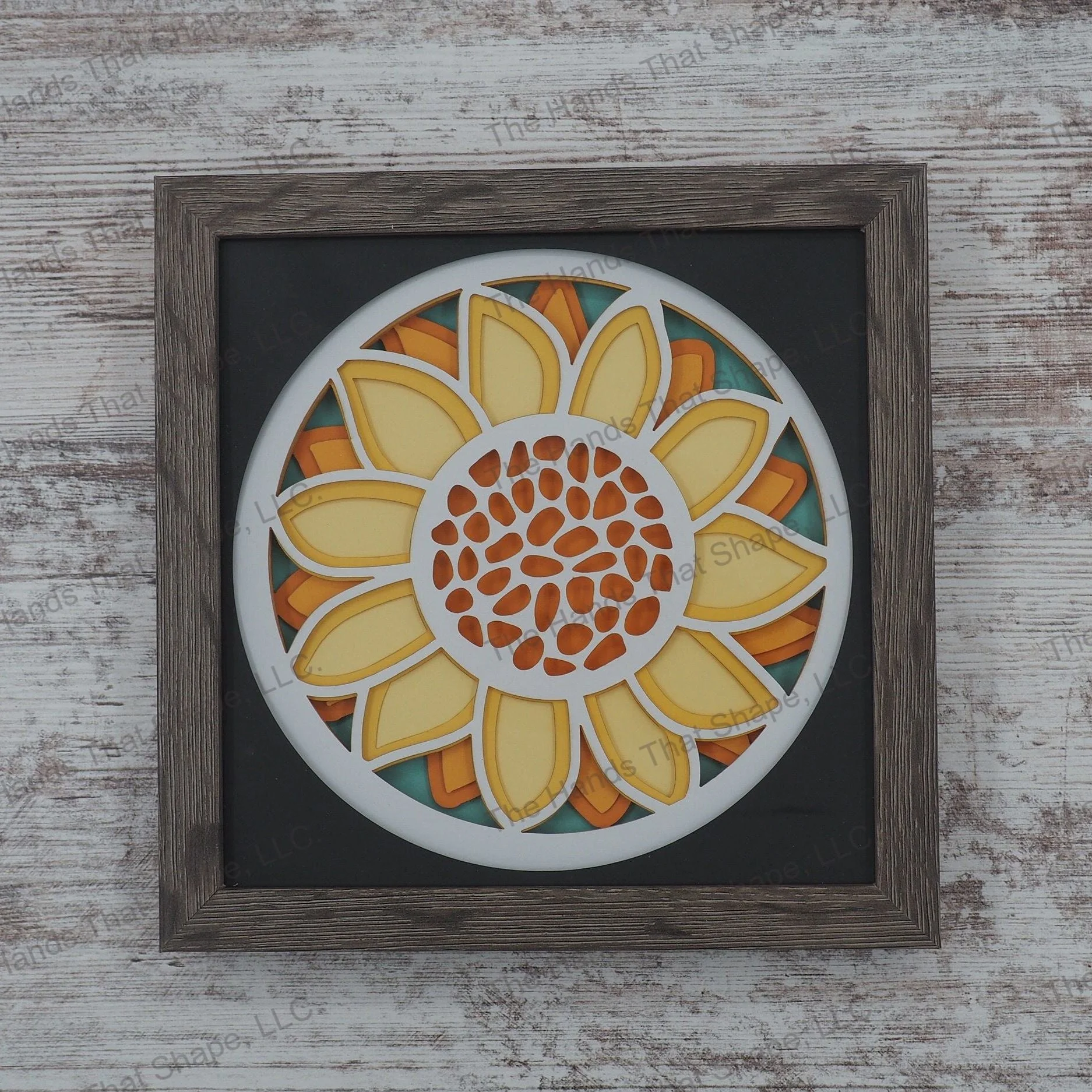 Sunflower Layered Paper Art Shadow Box