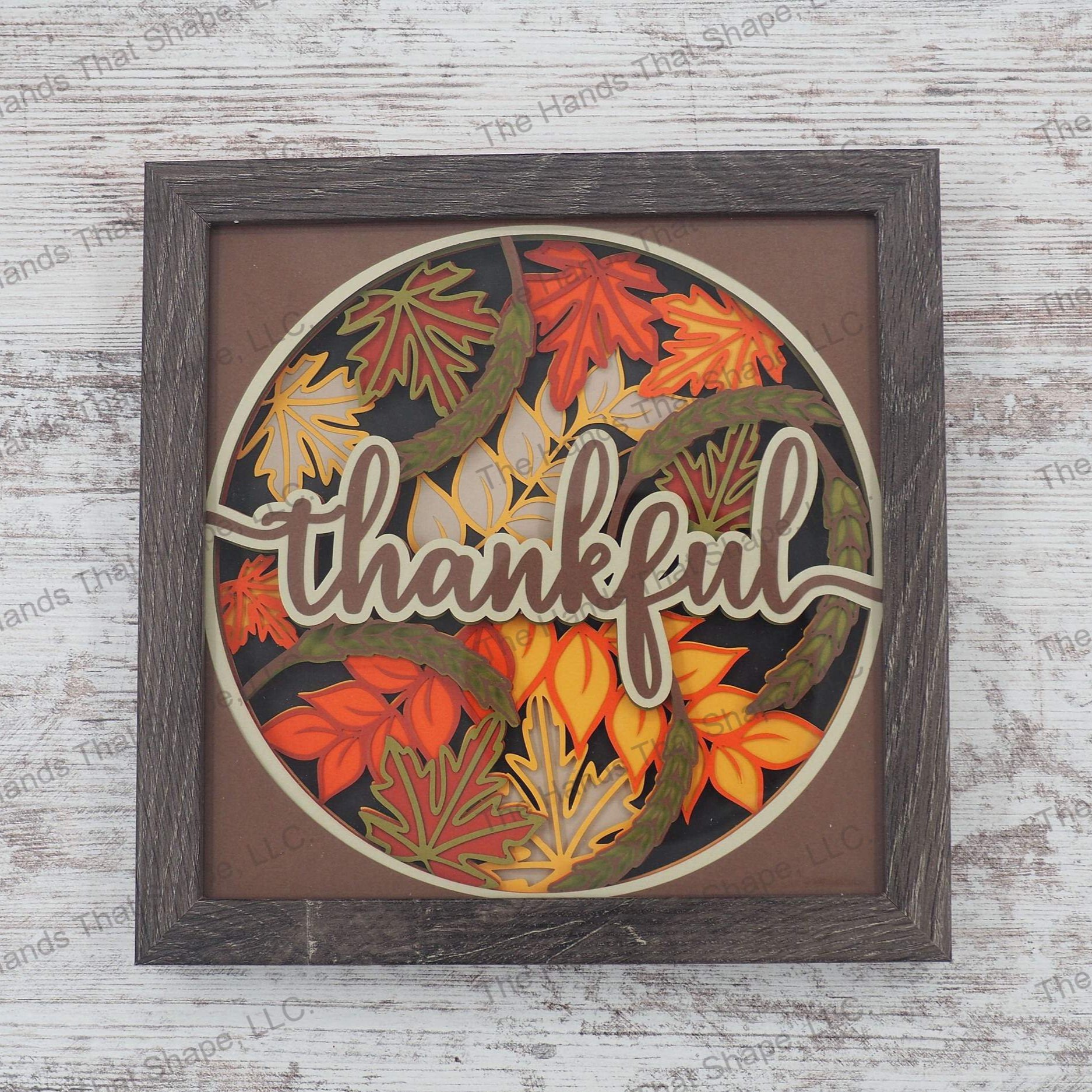 Thankful Layered Paper Art Shadow Box
