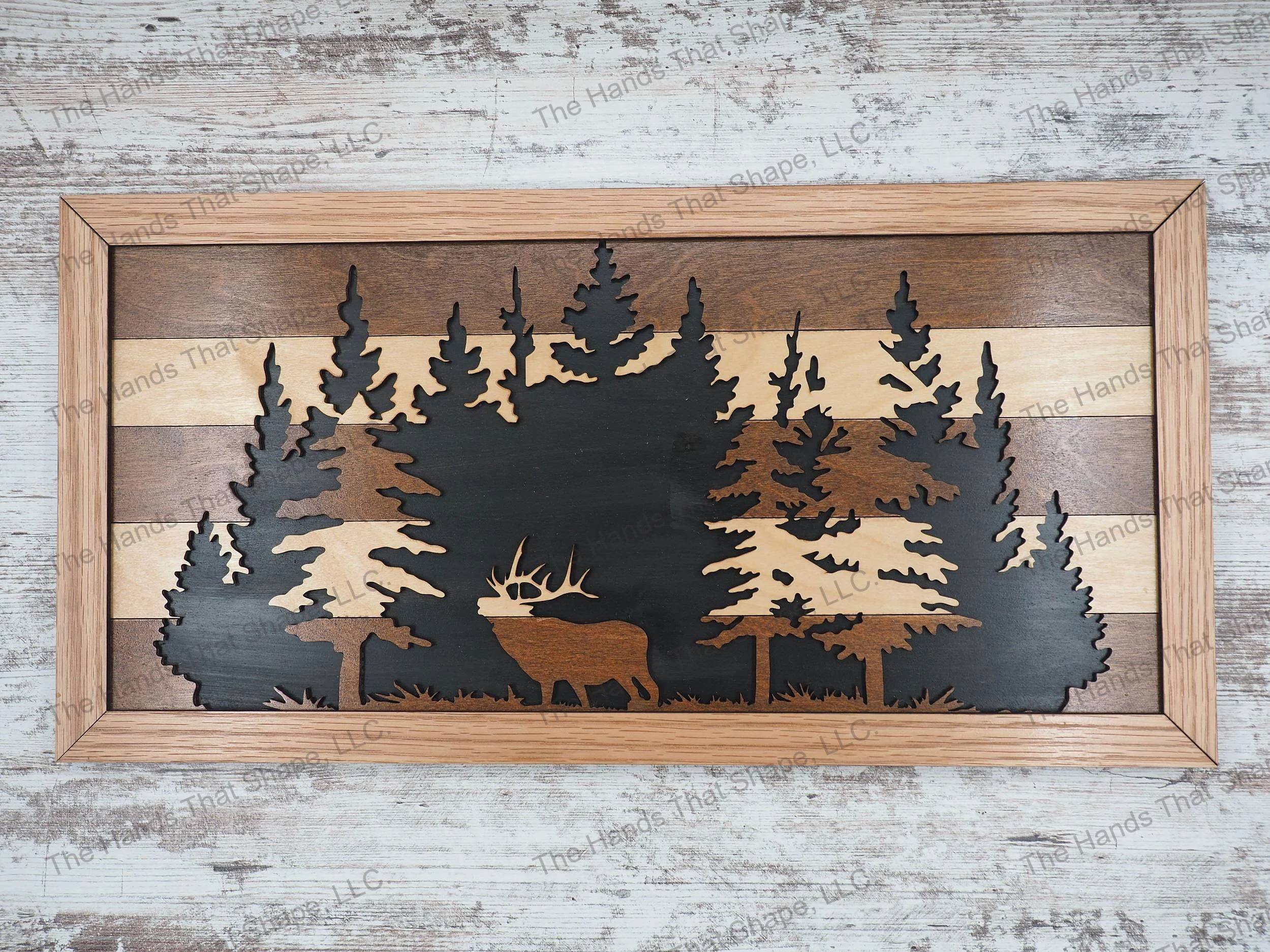  Elk Layered Wood Art
