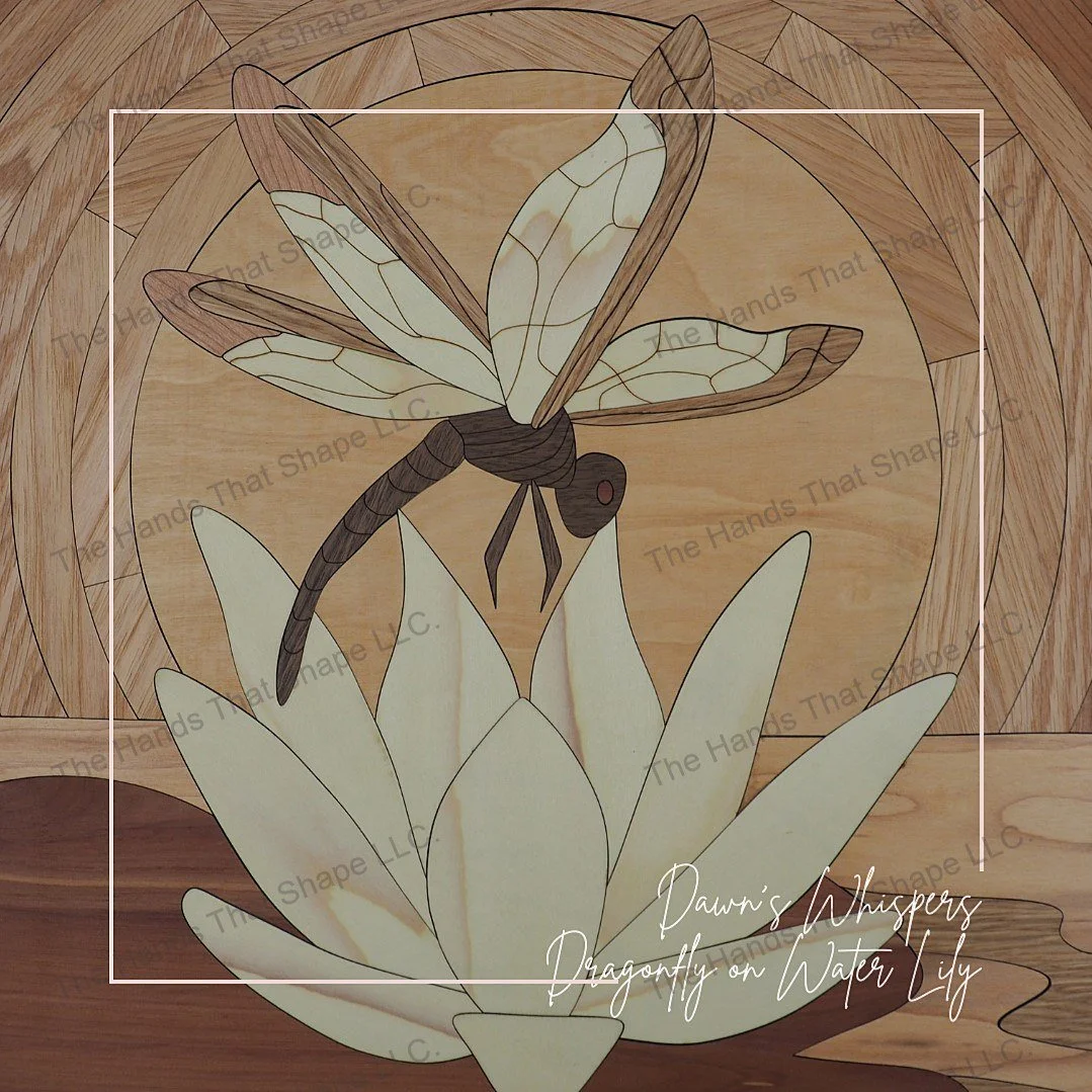 Dawn's Whispers: Dragonfly on Water Lily Laser Ready File