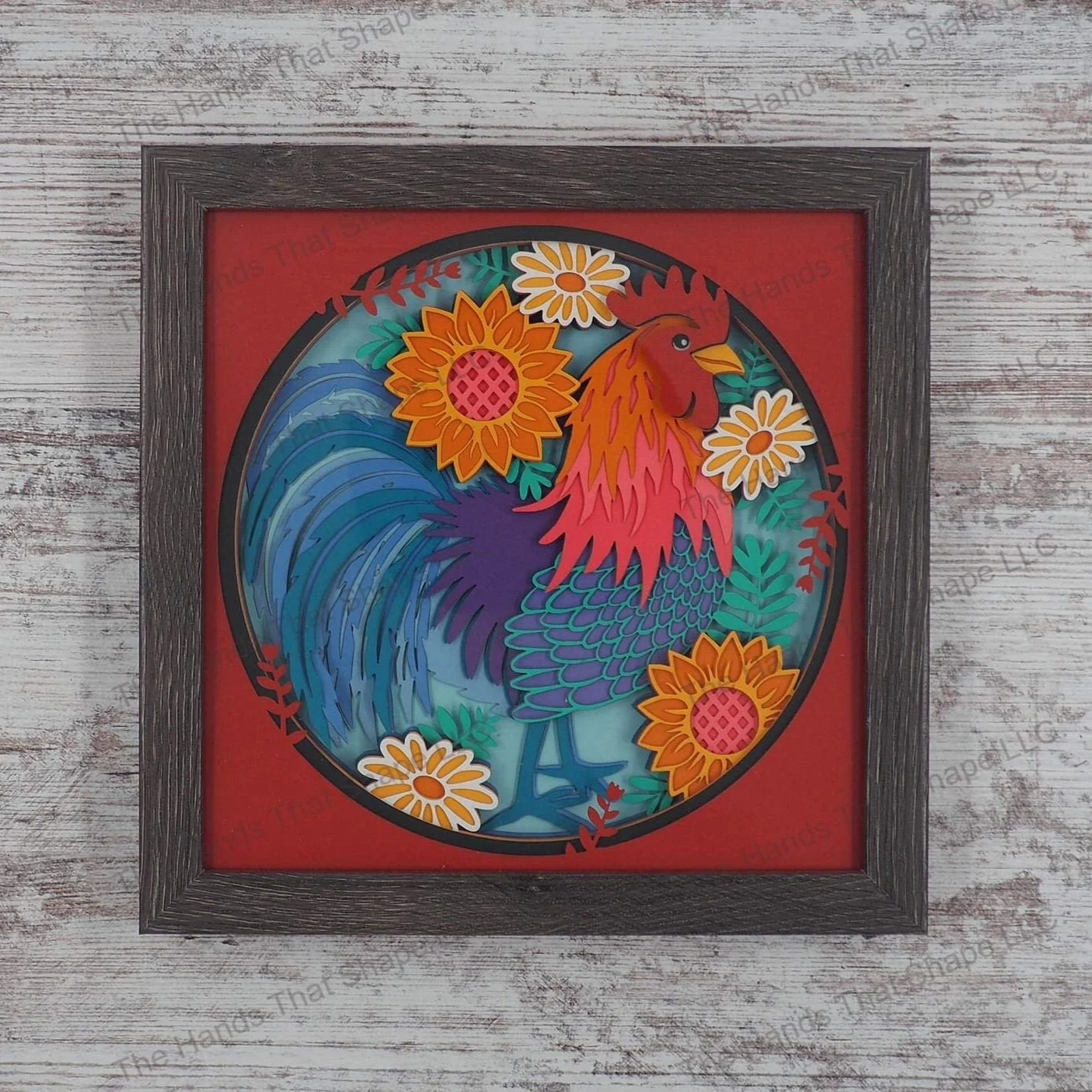Boho Chicken Layered Paper Art Shadow Box