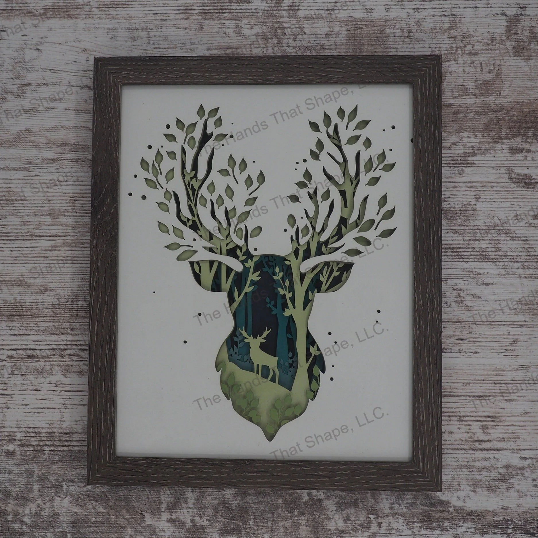 Deer Silhouette Layered Paper Art Shadow Box