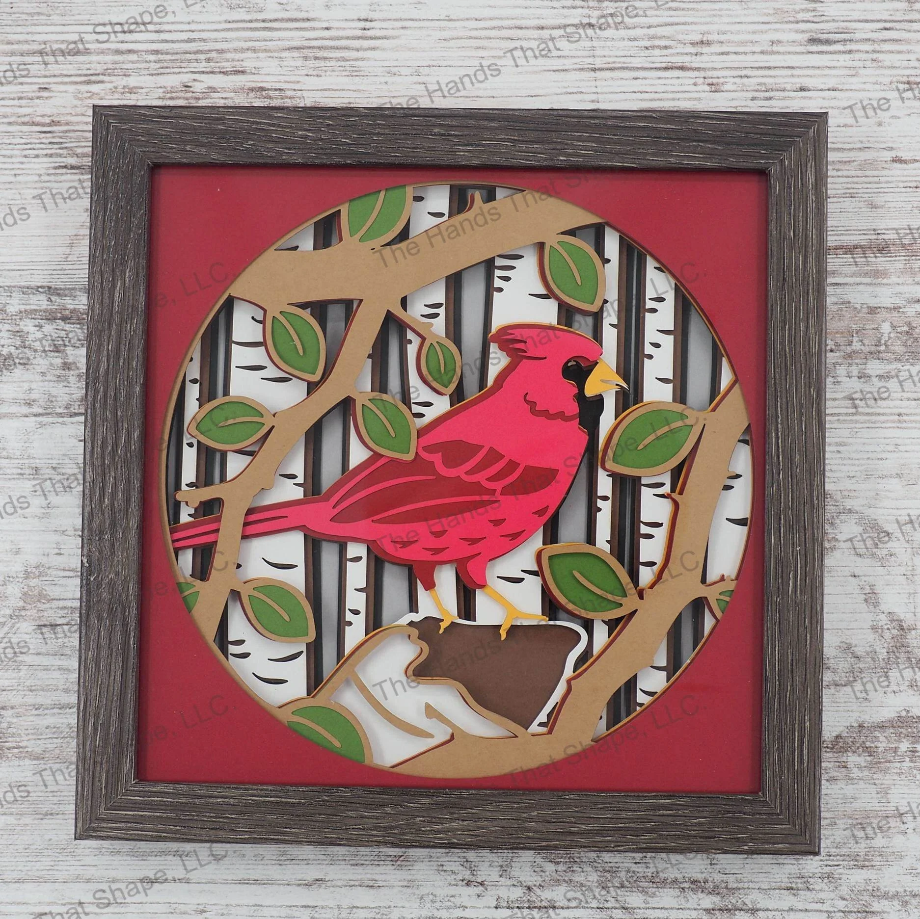 Cardinal Layered Paper Art Shadow Box
